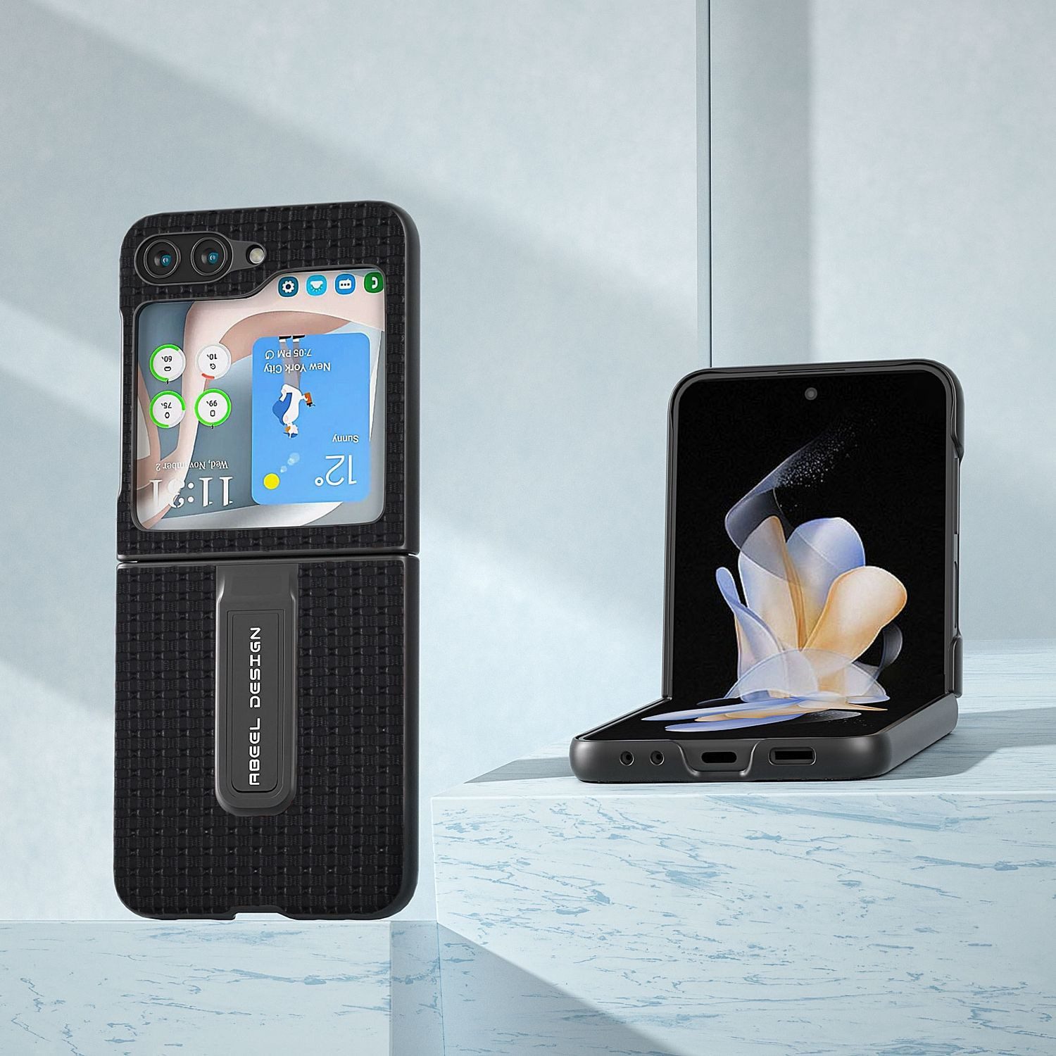 Wigento Handyhülle Für Samsung Galaxy Z Flip5 5G Echt Leder Handy Tasche Hülle Cover Etui