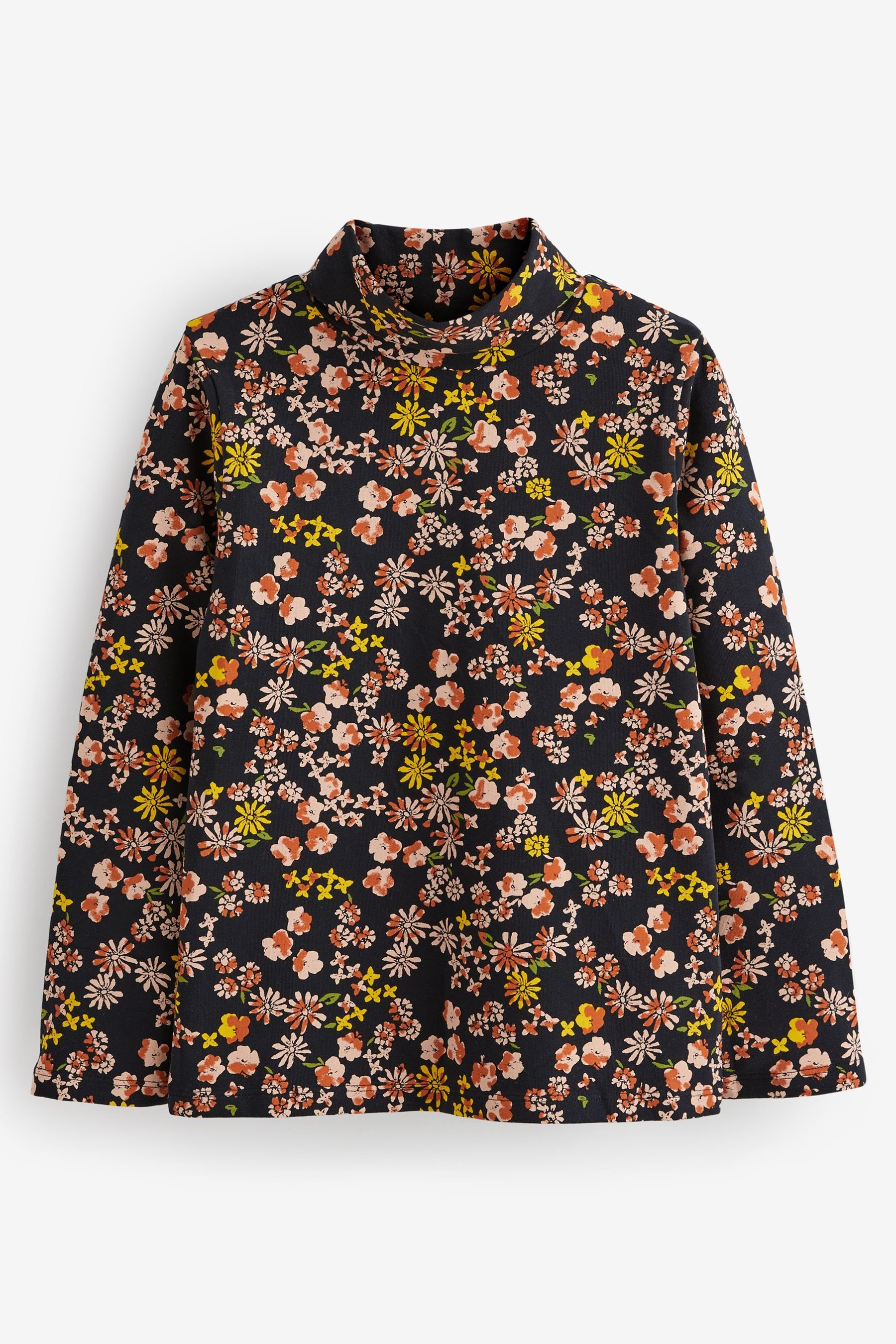 Next Stehkragenshirt Top mit Stehkragen (1-tlg) Black Floral