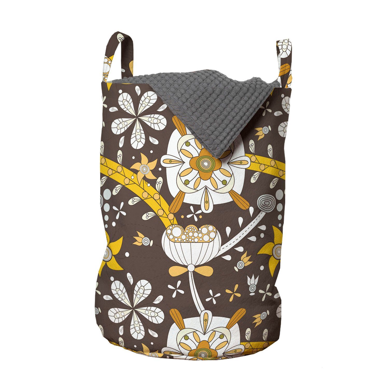 Lotus-Blumen-Entwurf Griffen Wäschesäckchen für Dry Abakuhaus mit Waschsalons, Wäschekorb Kordelzugverschluss Blumen