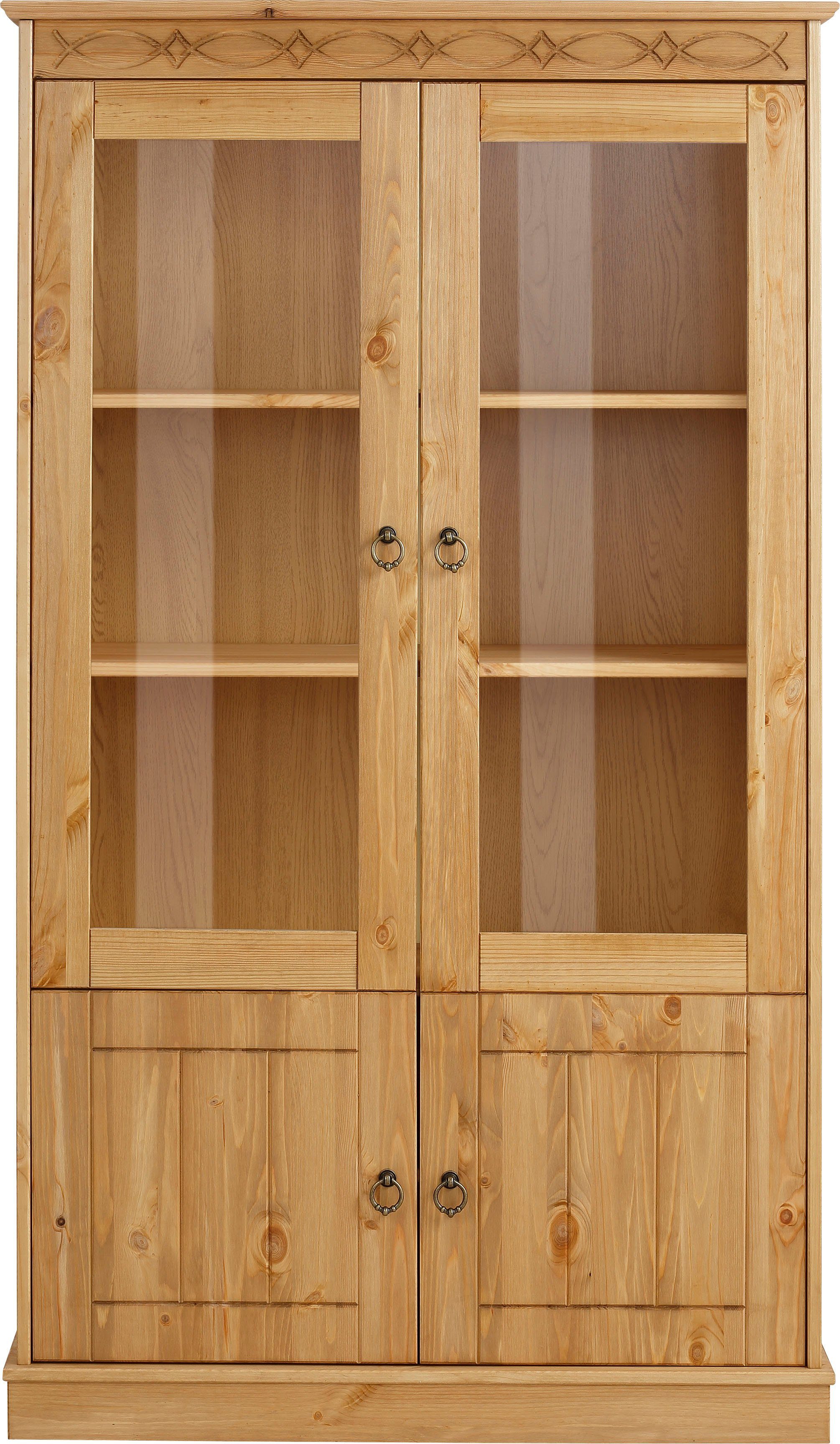 OTTO home Vitrine Indra aus massiver Kiefer, FSC®, Höhe 145 cm, dezentes Ornament – Bild 4 von 5