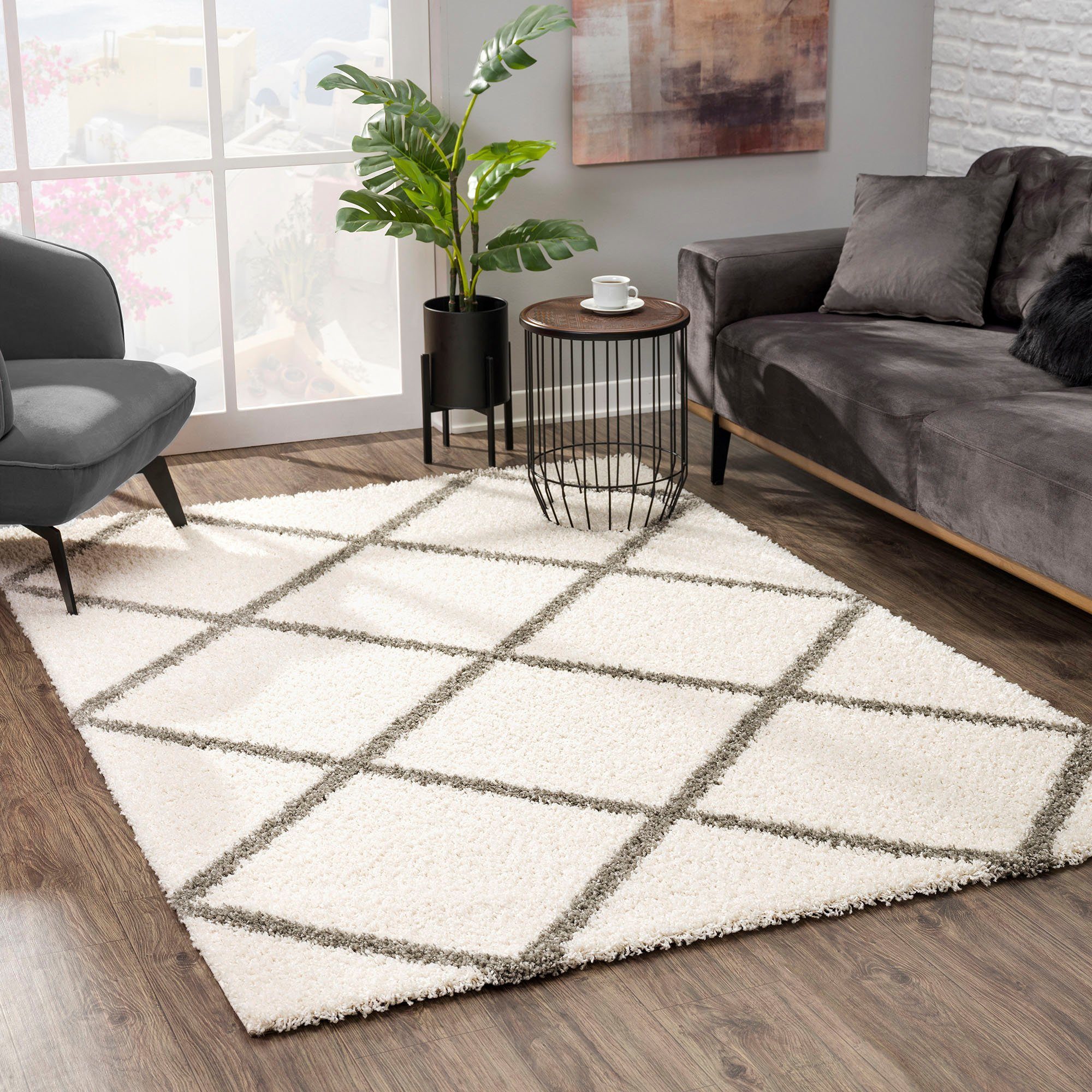 Sanat Hochflor-Teppich Madrid 1, auch in Rund erhältlich, rechteckig, Höhe: 30 mm, Wohnzimmer, Langflor, Shaggy Teppich