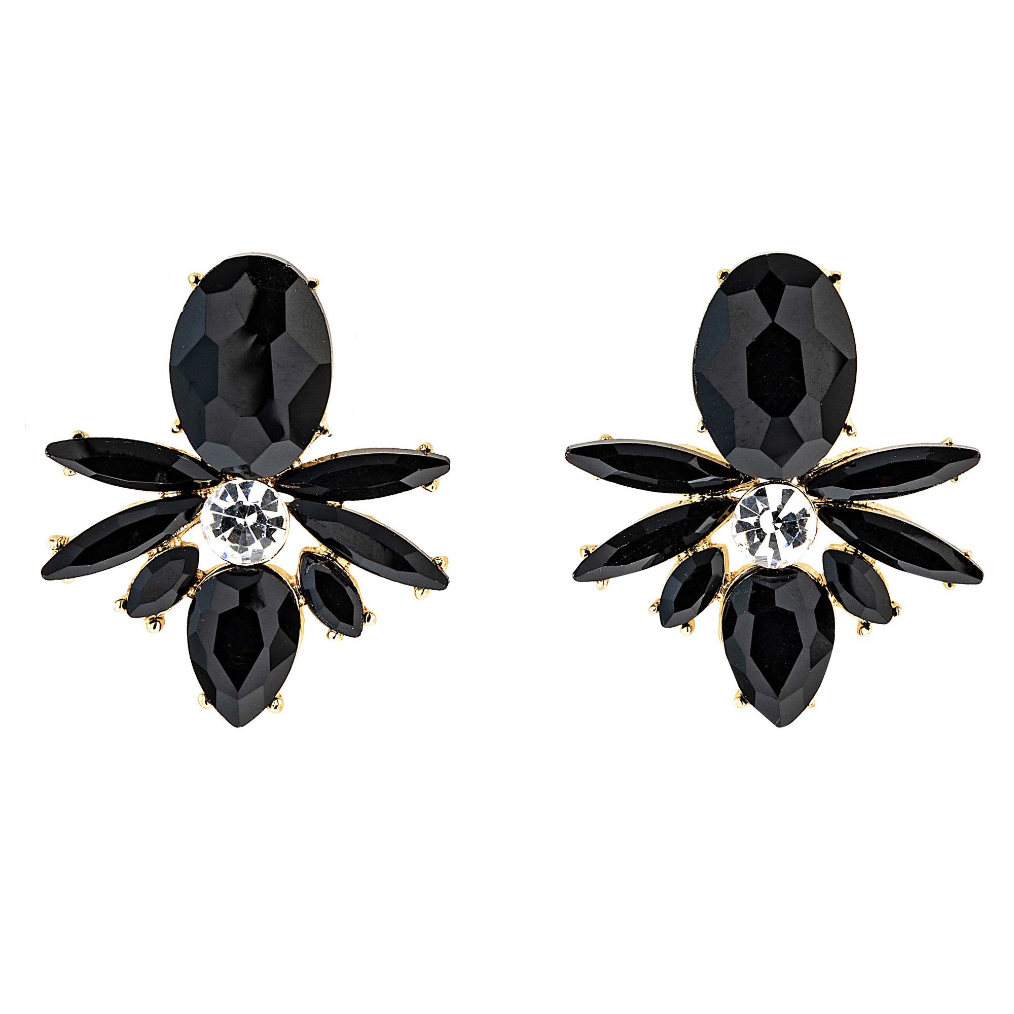 Steuer Paar Ohrstecker Ohrstecker mit Glassteinen schwarz/gold