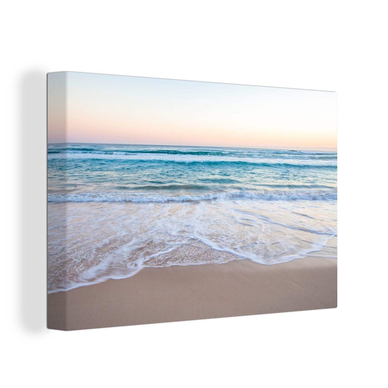OneMillionCanvasses® Leinwandbild Strand - Meer - Pastell, Fotodruck (1 St), Leinwände Wanddeko Wohnzimmer Schlafzimmer 60x40 cm