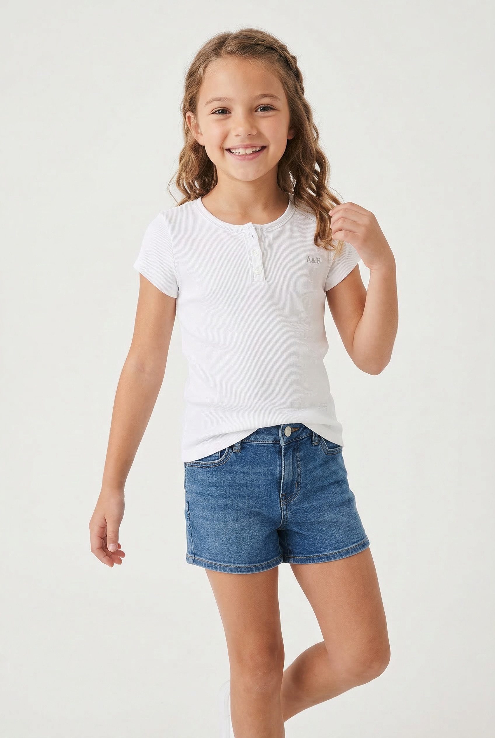 Abercrombie Kids Henleyshirt AFG ESSENTIAL HENLEY TEE in Ripp-Optik, for girls