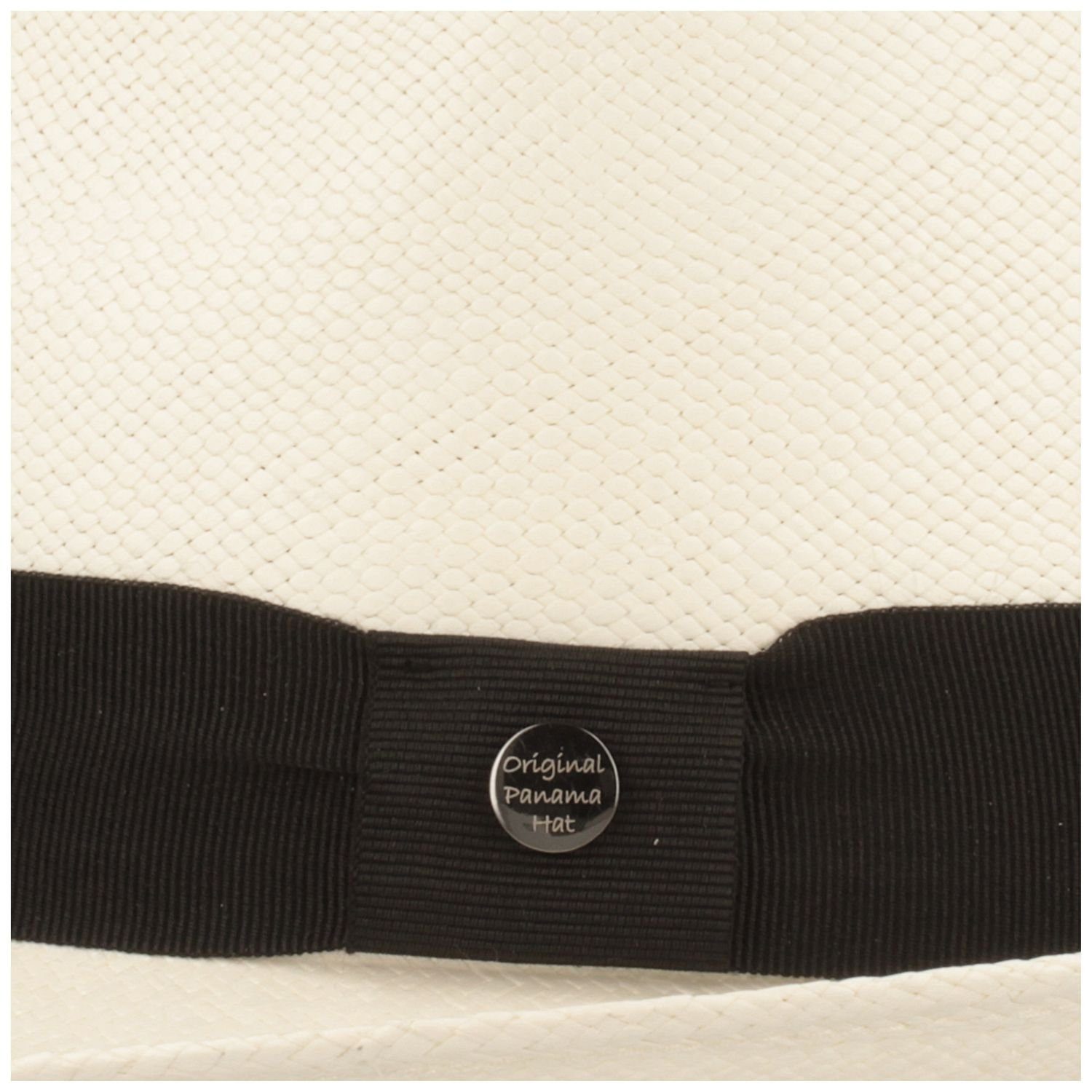 UV-Schutz Breiter Strohhut Panama Trilby 50+ mit Garnitur weiss moderner Hut