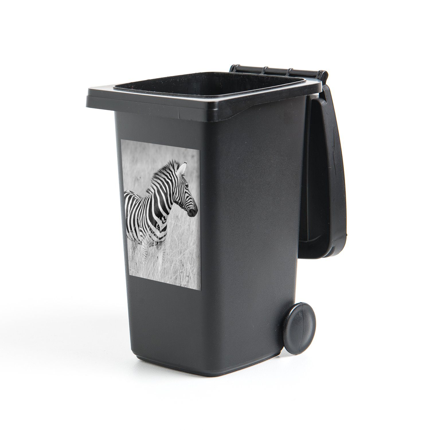 MuchoWow Wandsticker Zebra auf der Wiese (1 St), Mülleimer-aufkleber, Mülltonne, Sticker, Container, Abfalbehälter | Wandtattoos