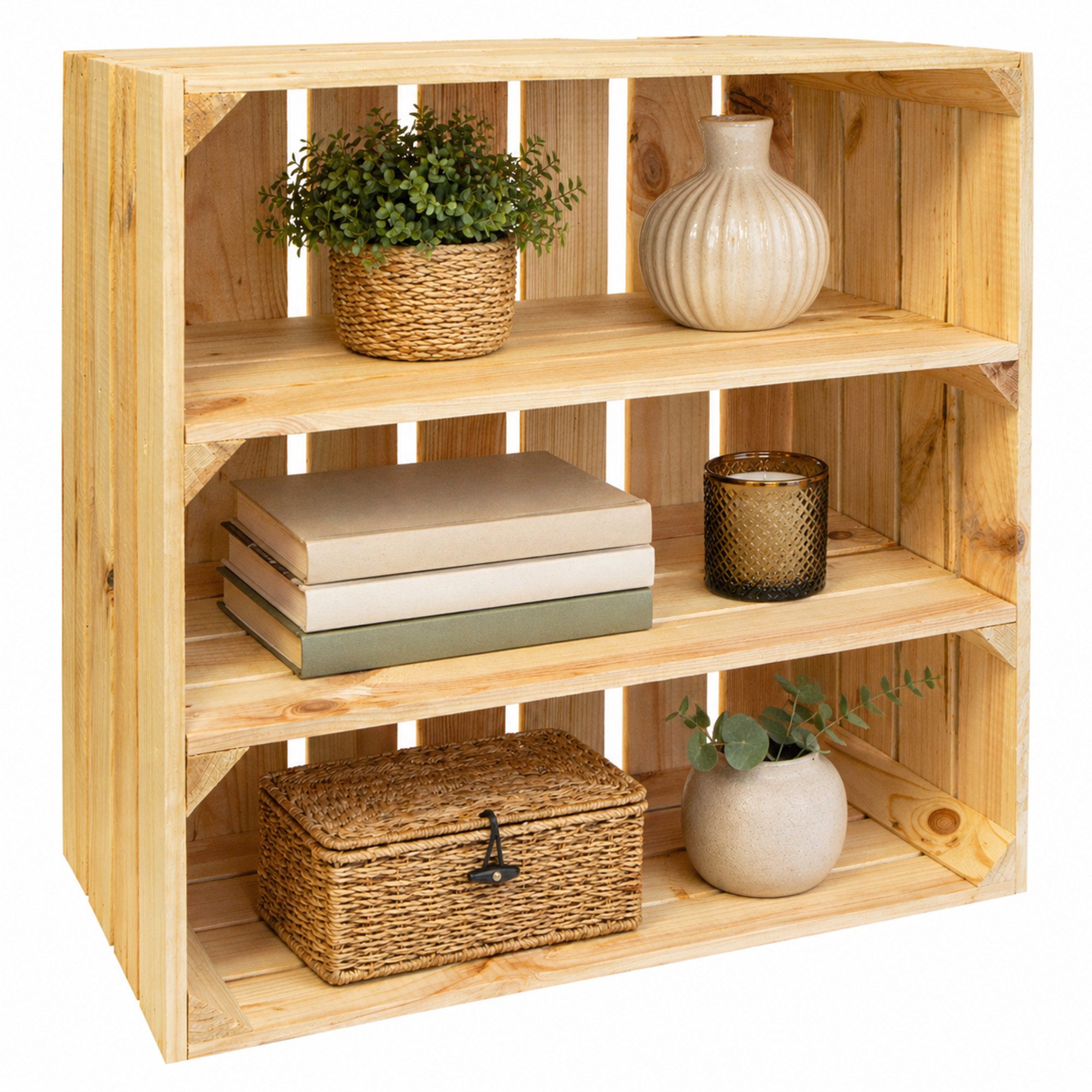 Kistenkolli Altes Land Allzweckkiste Holzkiste Regal Tamme 55x55x30 cm Massivholz Kistenregal (Spar-Set, 1er Set)