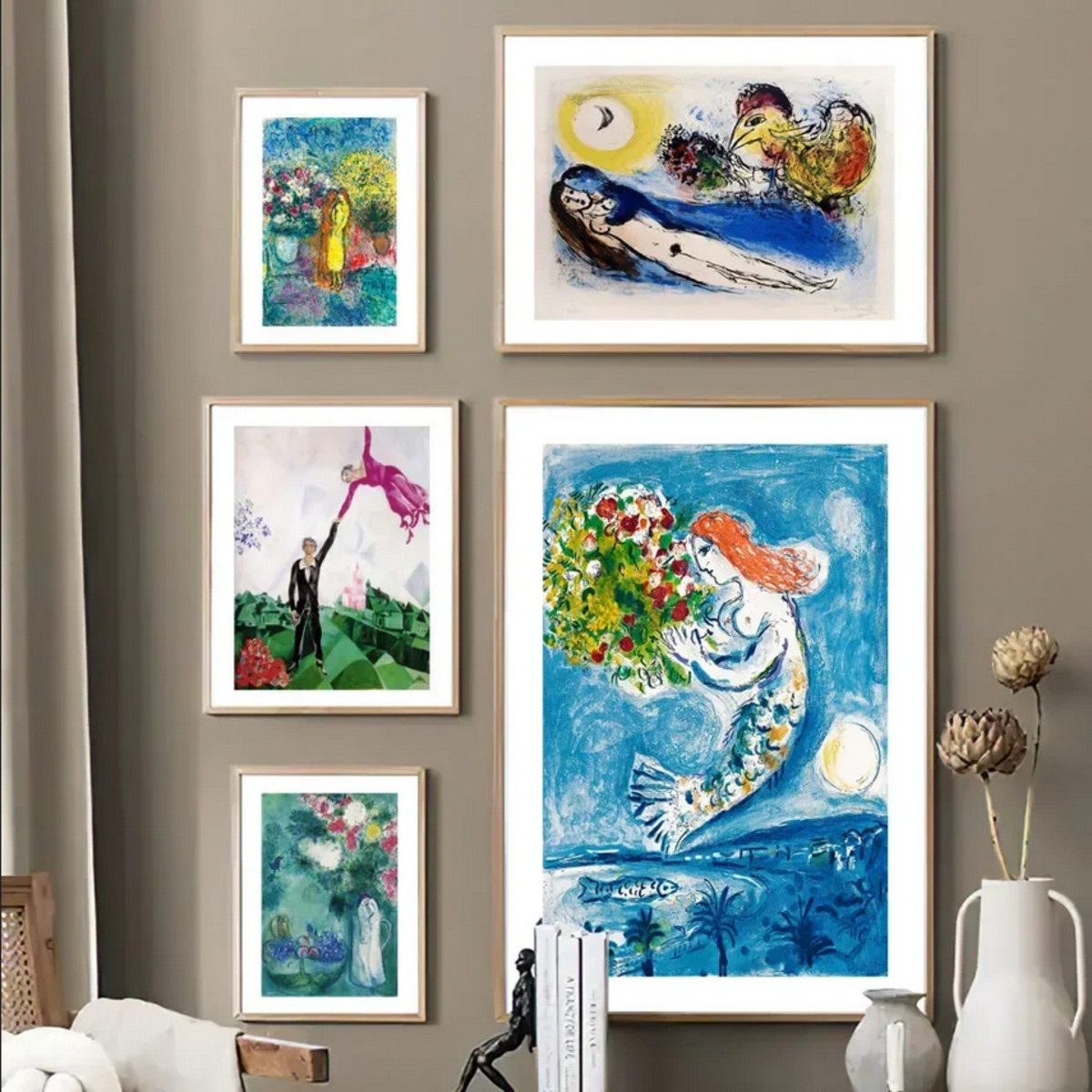 TPFLiving Kunstdruck (OHNE RAHMEN) Poster - Leinwand - Wandbild, Marc Chagall, Surrealismus, Menschliches Leben, abstrakte Leinwand (Leinwandbild XXL), Farben:  – Bild 5 von 5