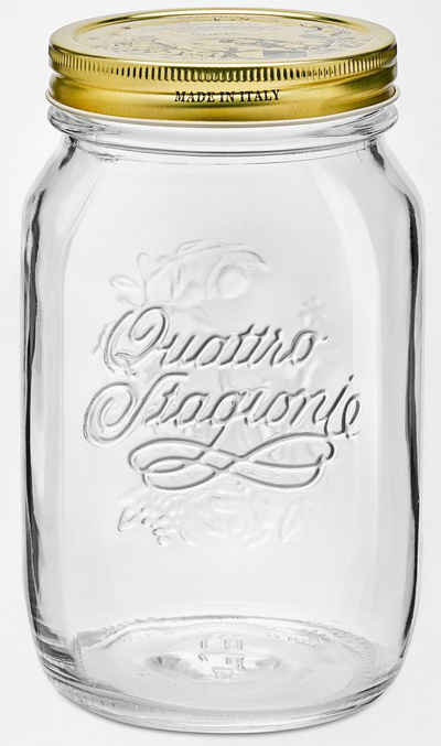 Bormioli Rocco Einmachglas Quattro Stagioni, Glas, (Set, 6-tlg., 6 Stück, 1,0l Fassungsvermögen), luftdicht verschließbar
