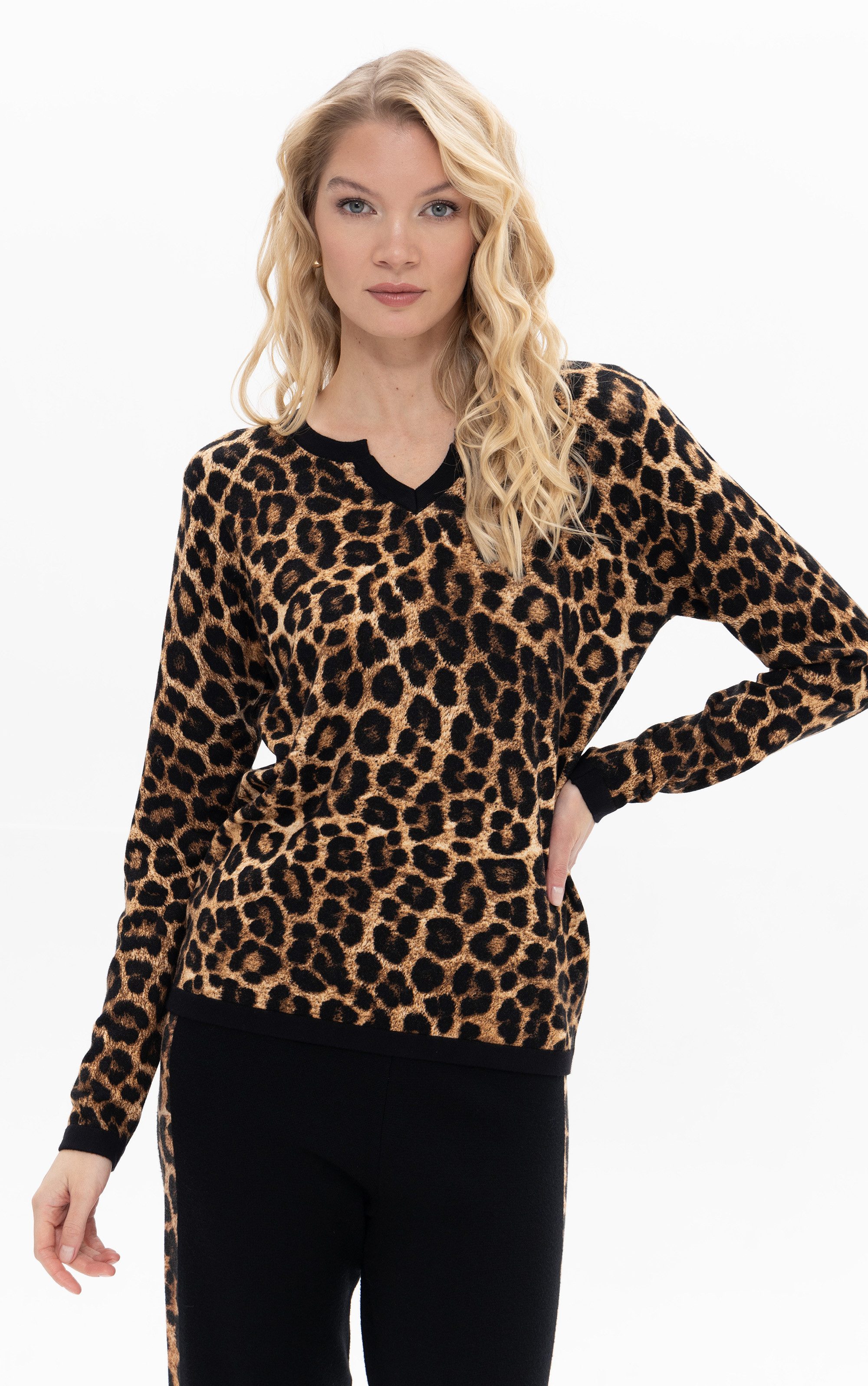 Passioni Strickpullover mit Animalprint günstig online kaufen