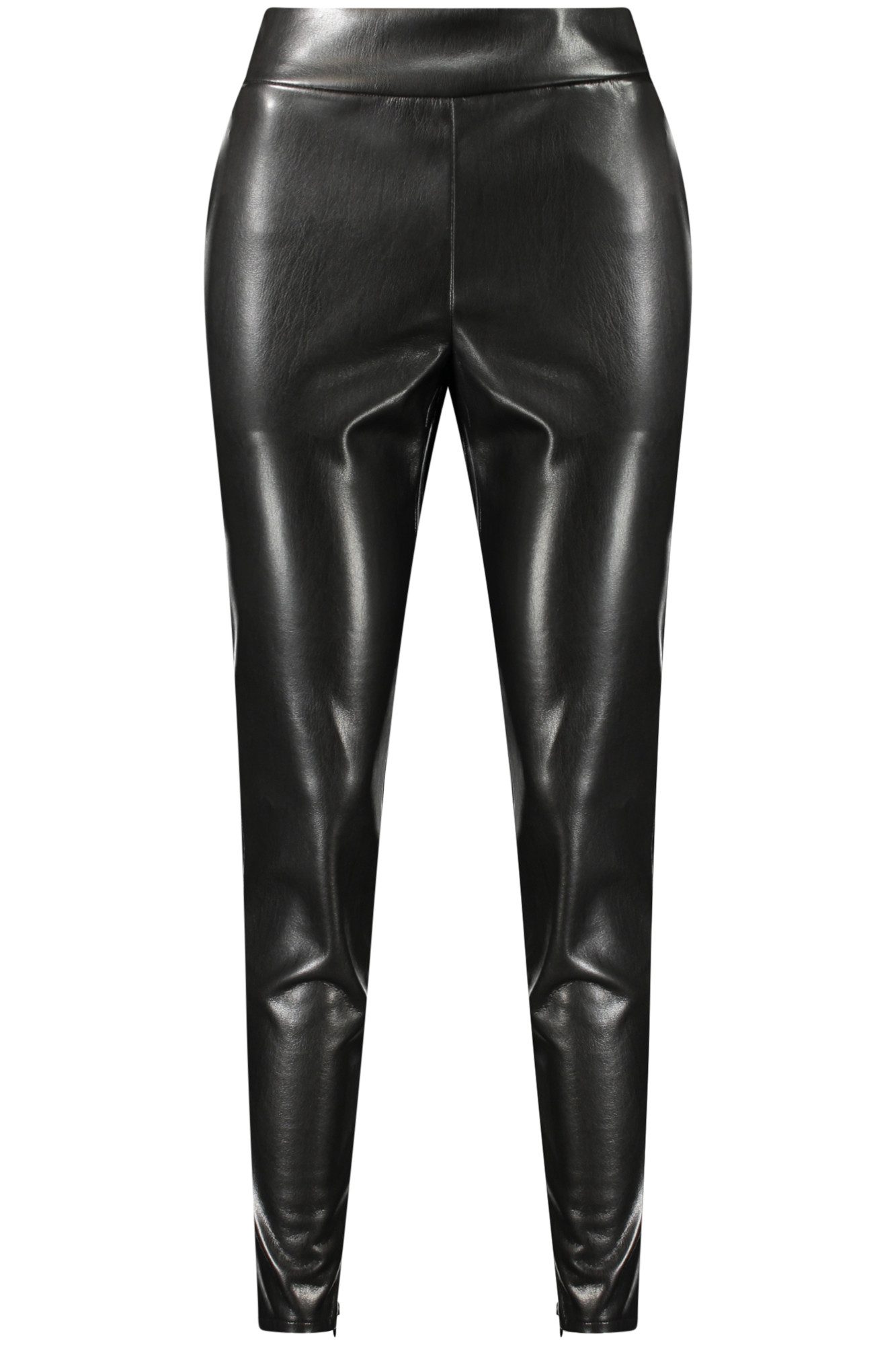 GUESS JEANS 5-Pocket-Hose Damenhose in Schwarz: Kunstleder mit Reißverschluss und Logo-Detail