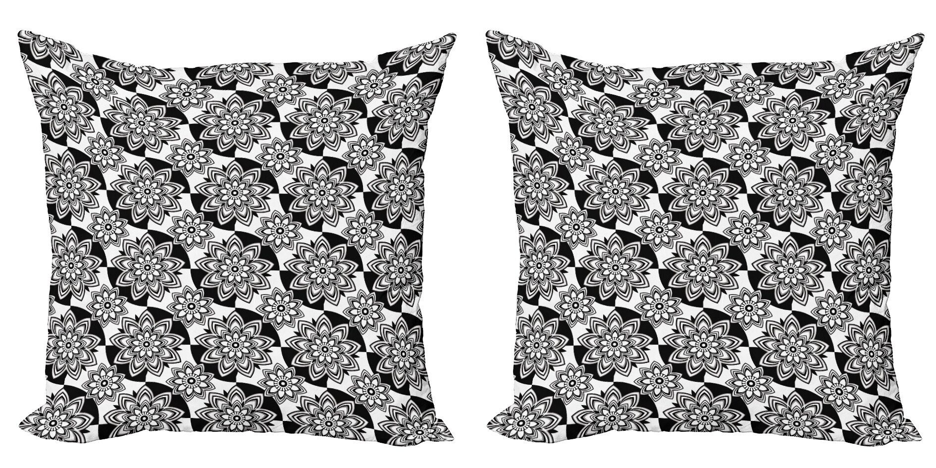 Kissenbezüge Modern Accent Doppelseitiger Digitaldruck, Abakuhaus (2 Stück), Blumen Monochrome Ansicht von oben Blumen