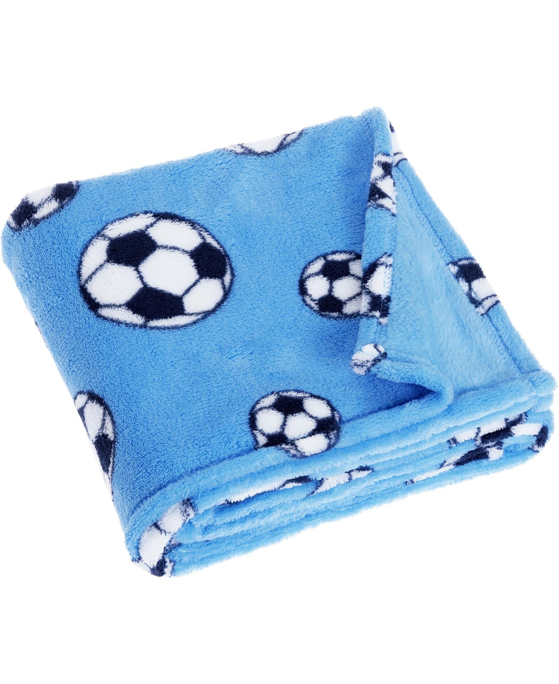 Babydecke Fleece-Decke Fußball, Playshoes blau