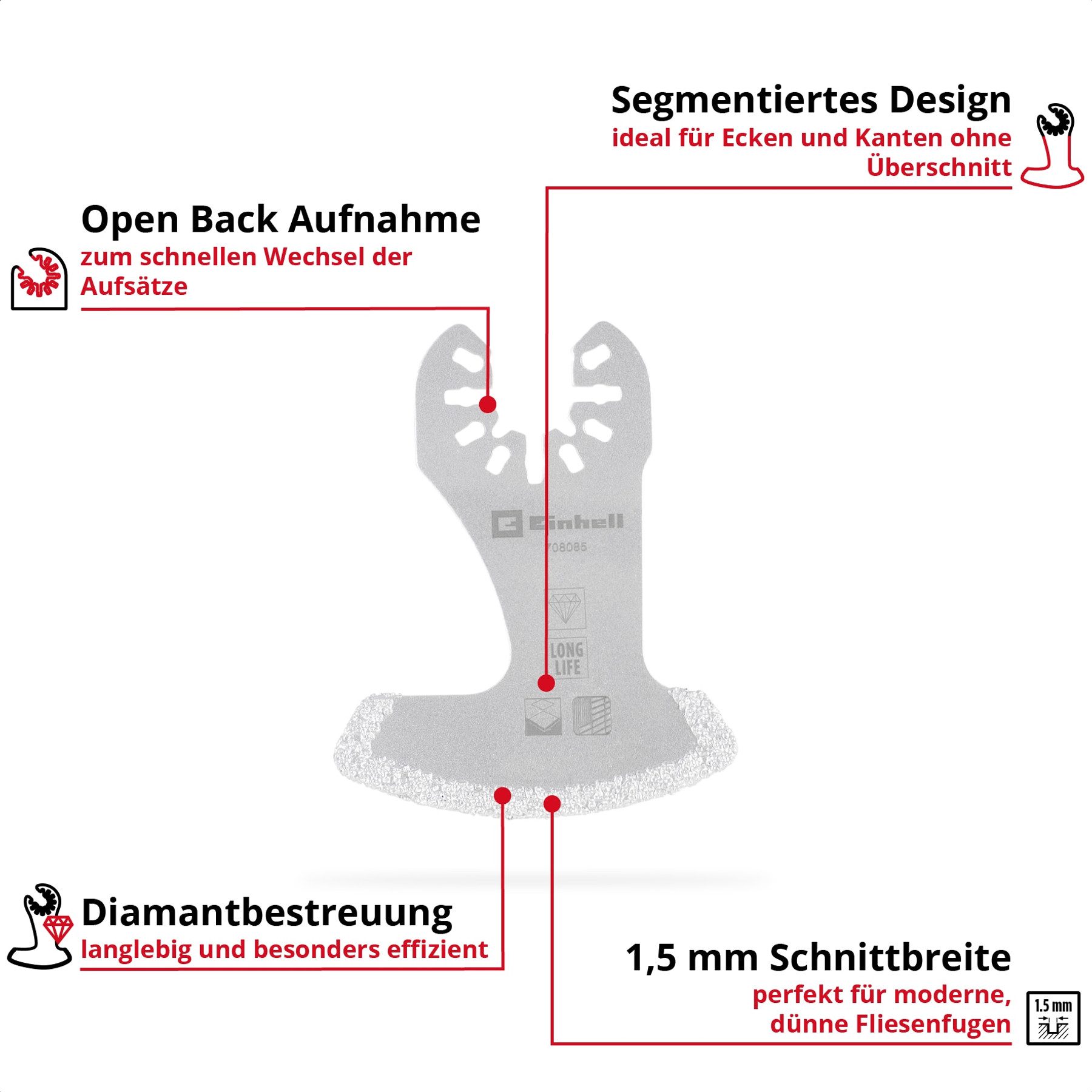 Einhell Fugenschneider-Aufsatz EINHELL Segmentmesser, 504980, 57 mm