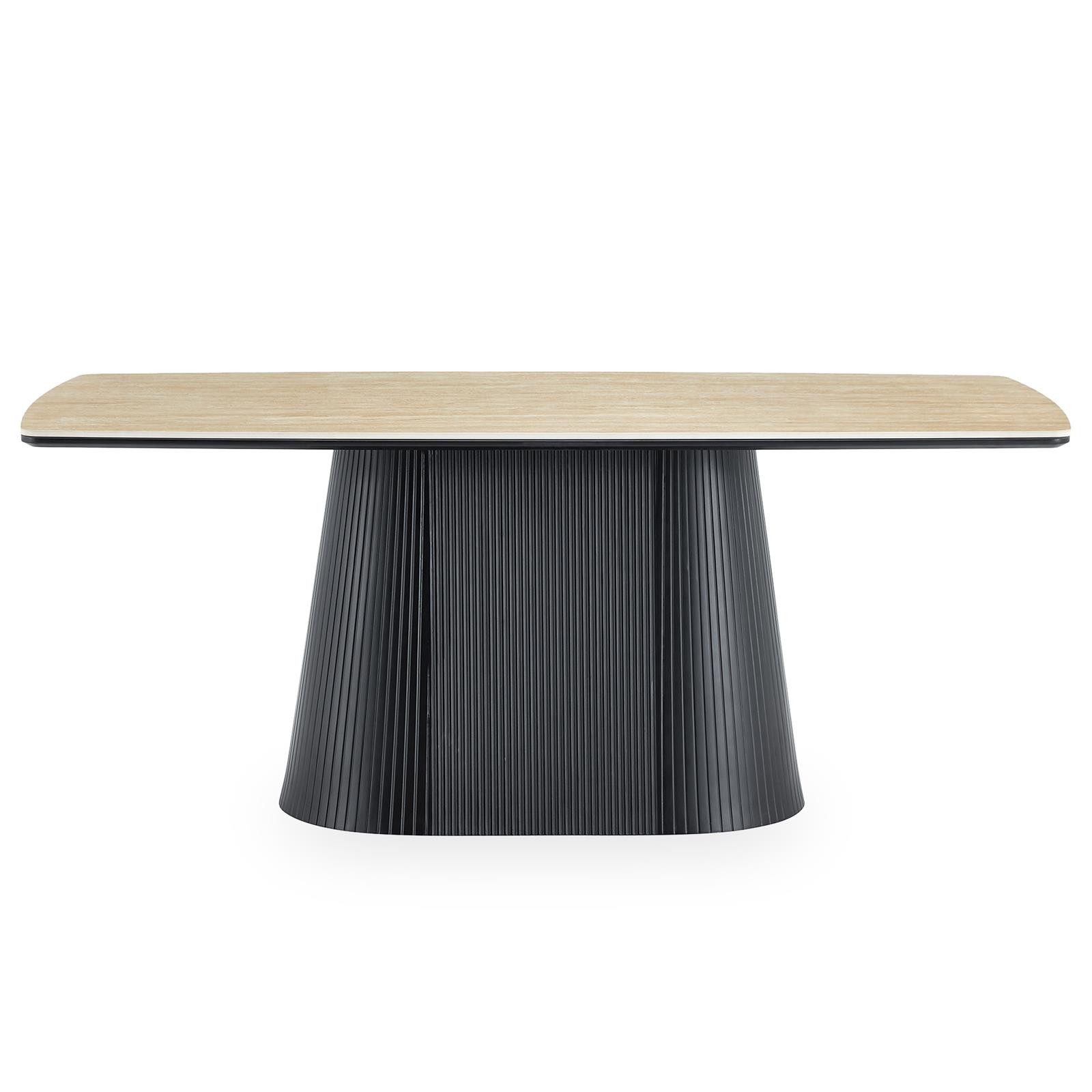 IDIMEX Esstisch GRANO, Esszimmertisch 180x90 cm Keramikplatte in Travertinoptik Beige/Schwarz