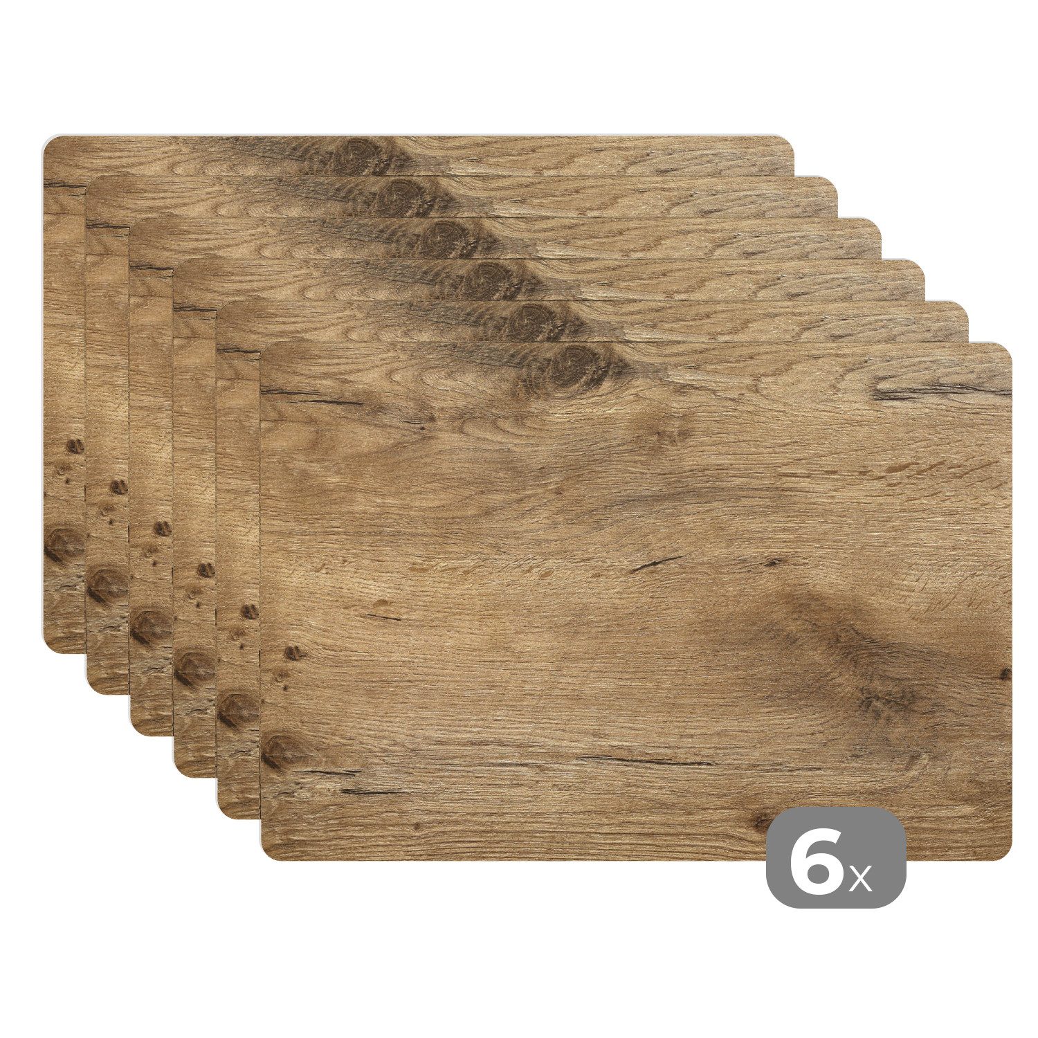 MuchoWow Platzset Holz - Braun - Holzoptik/print, (6-St), Platzsets, Tischs günstig online kaufen