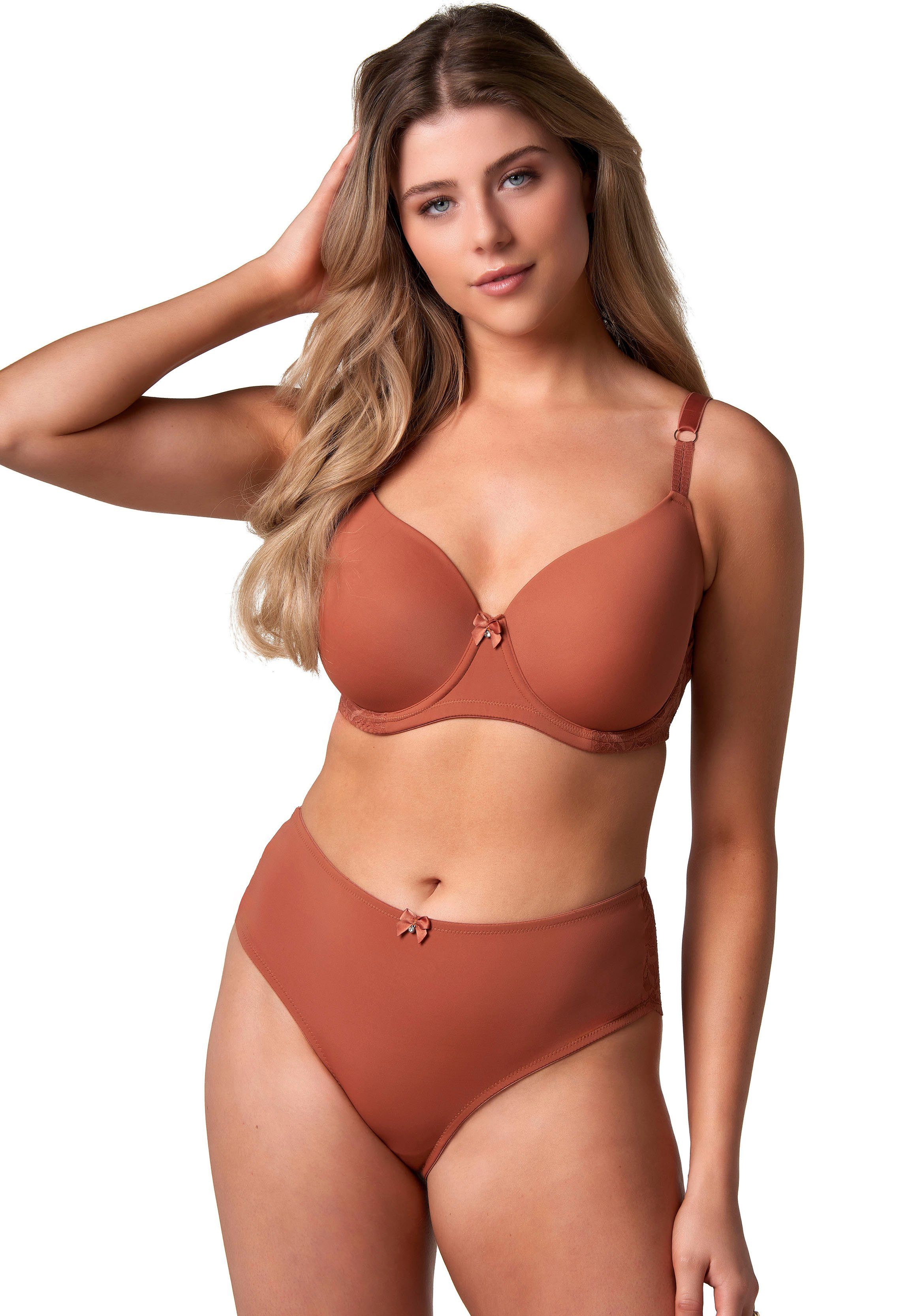 After Eden D-cup & up Slip FARO mit Schleife und Glitzerstein, mit Spitze, feminin, elastisch, eng