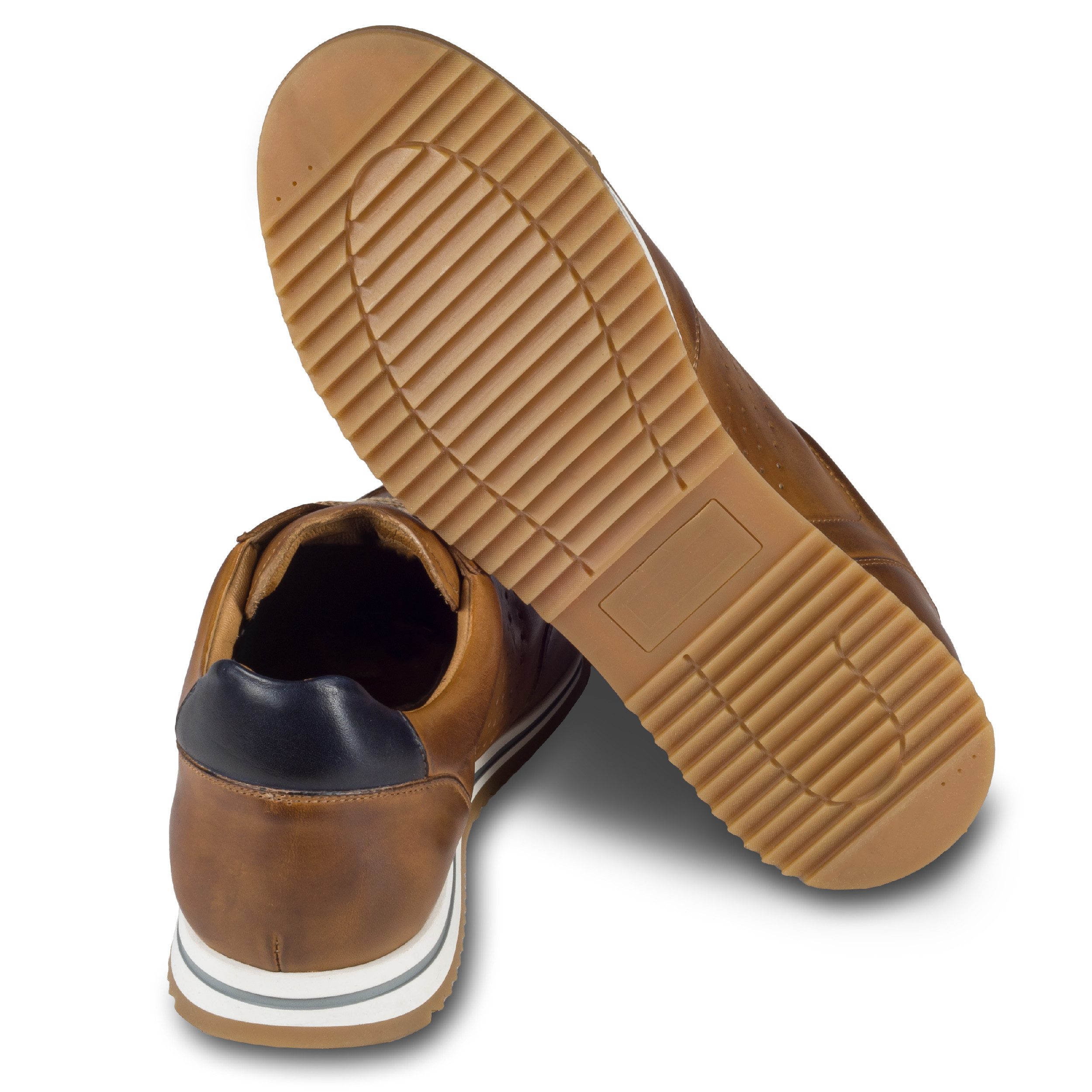 BRECOS Handgefertigter Leder Sneaker, cognak braun mit heller Sohle Sneaker Handgefertigt in Italien