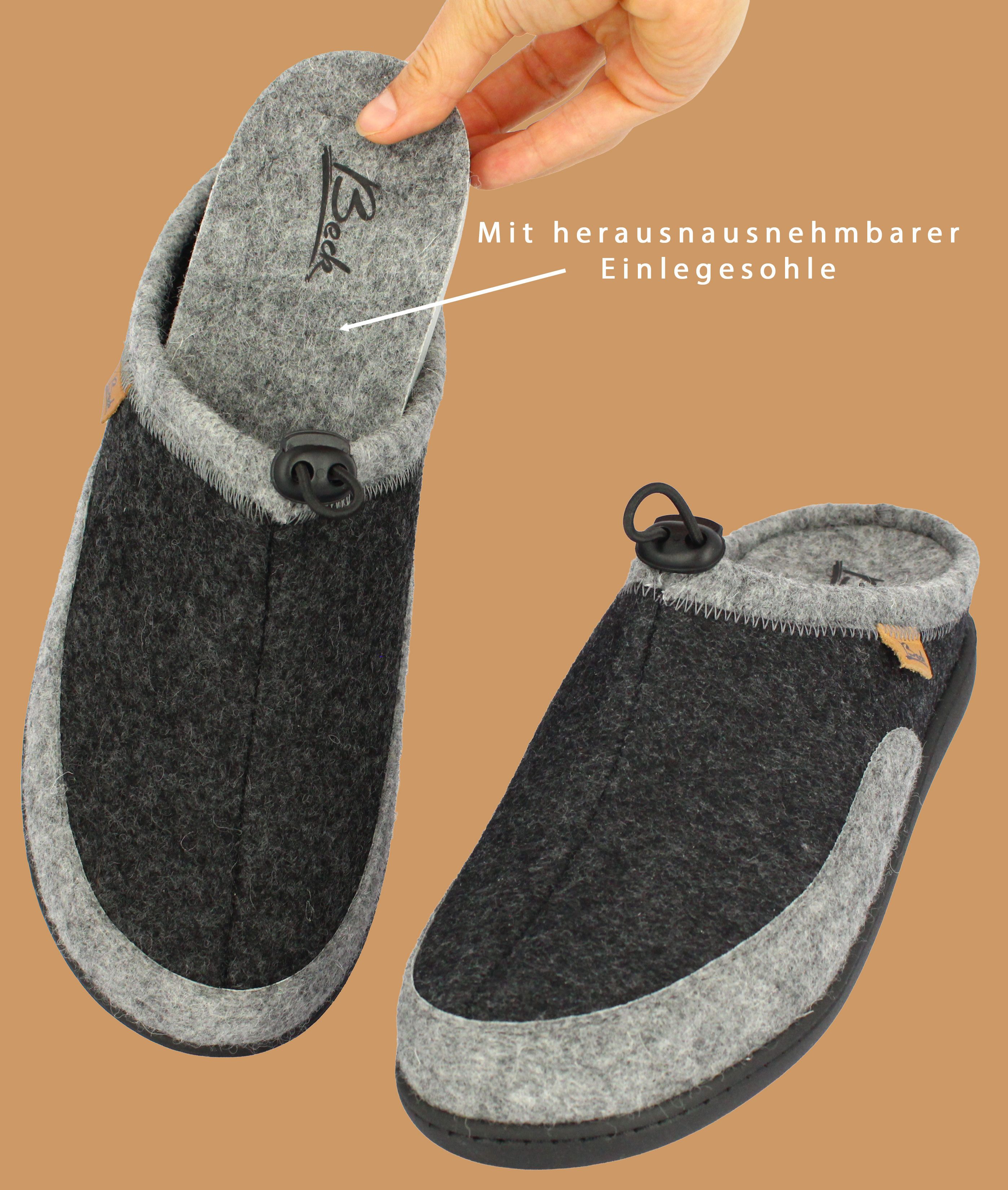 Beck Herren Pantoffel Max mit hohem Schurwollanteil Hausschuh – Bild 2 von 5