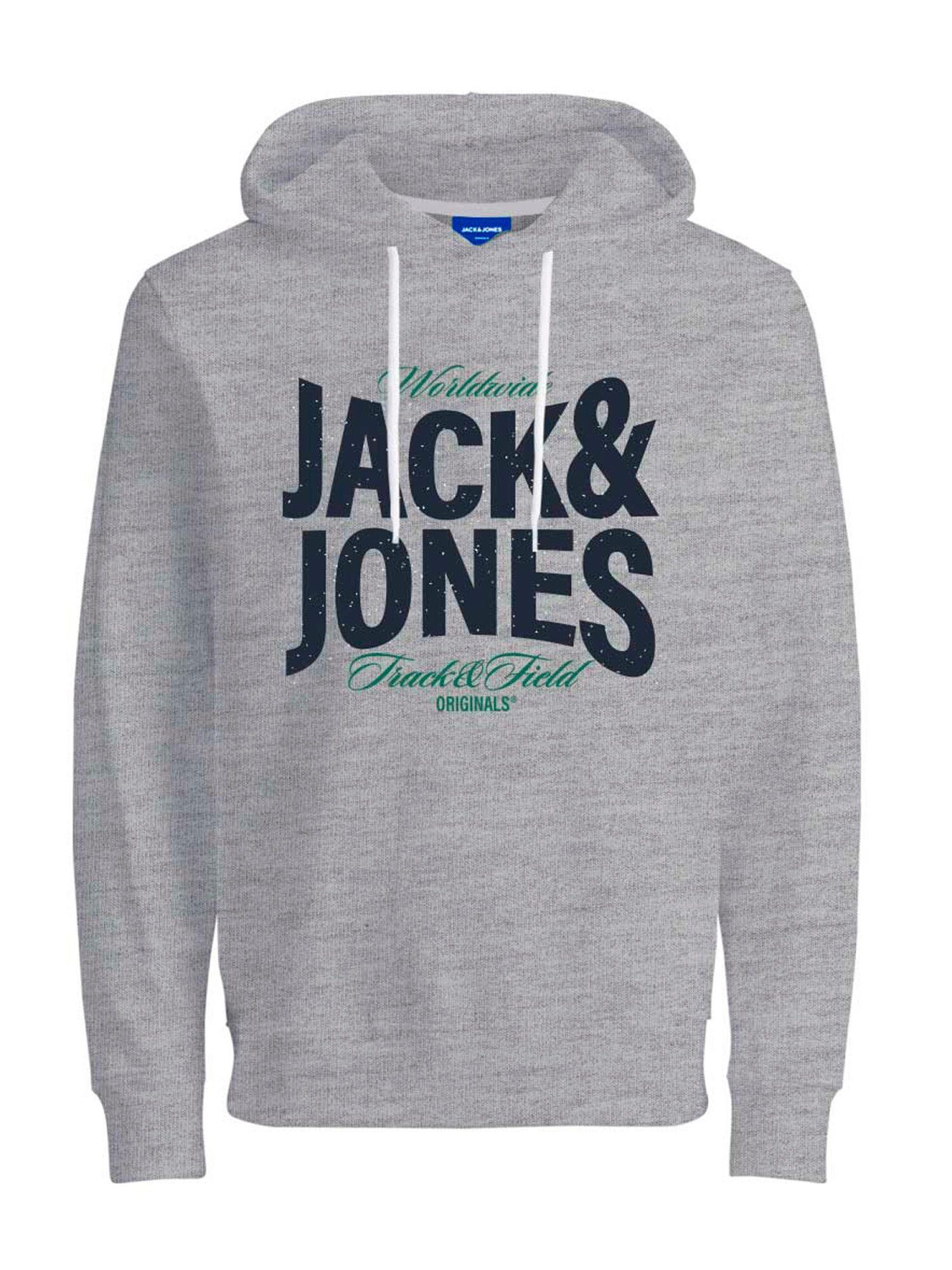 mit Kapuze (1-tlg) Hoody Melange & Mel Grey Kapuzensweatshirt Hoodie Jack Jones Light