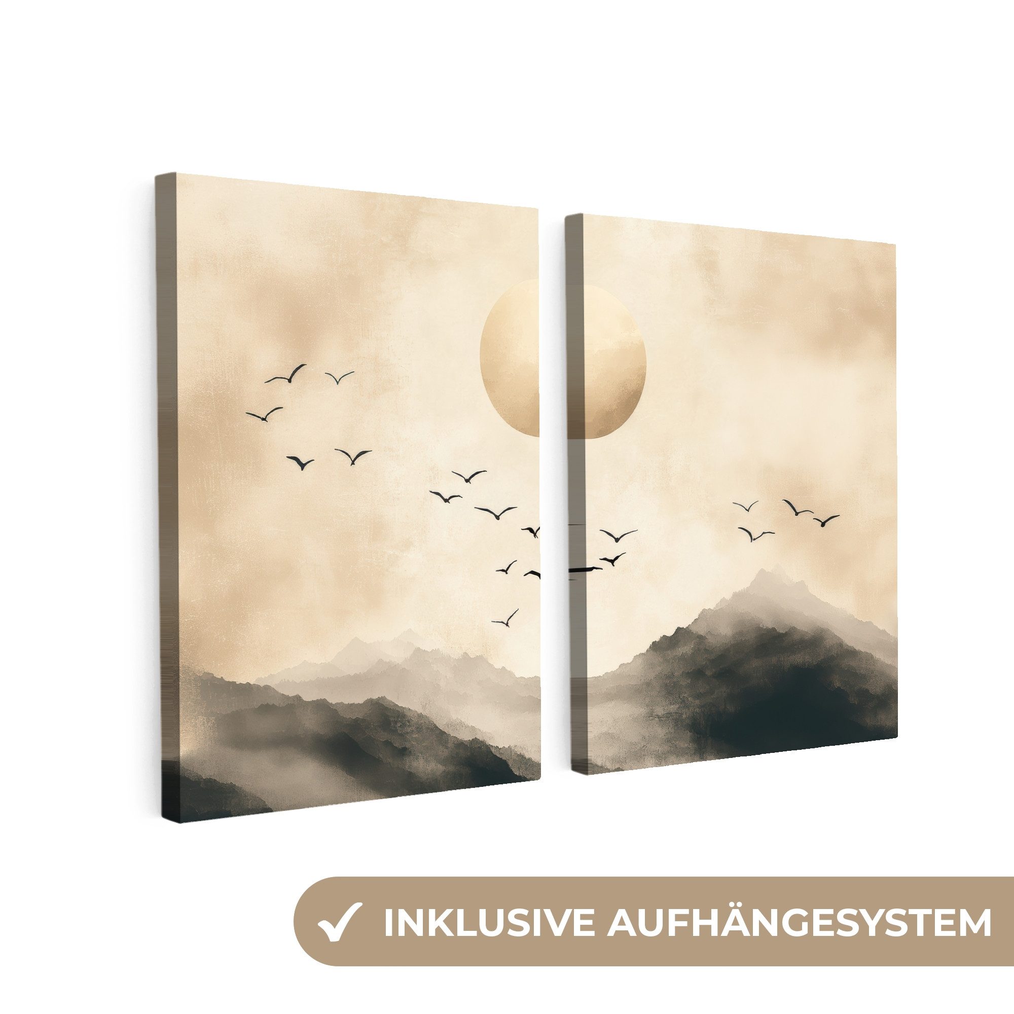 MuchoWow Leinwandbild Landschaft - Japandi - günstig online kaufen