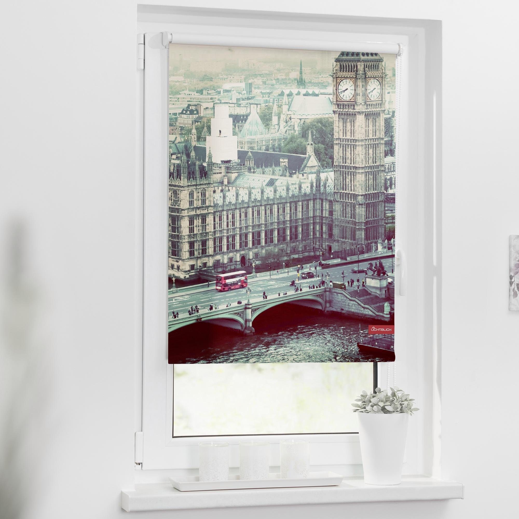 Seitenzugrollo Klemmfix Motiv London Westminster, LICHTBLICK ORIGINAL,  Lichtschutz, ohne Bohren, freihängend, Klemmfix, bedruckt