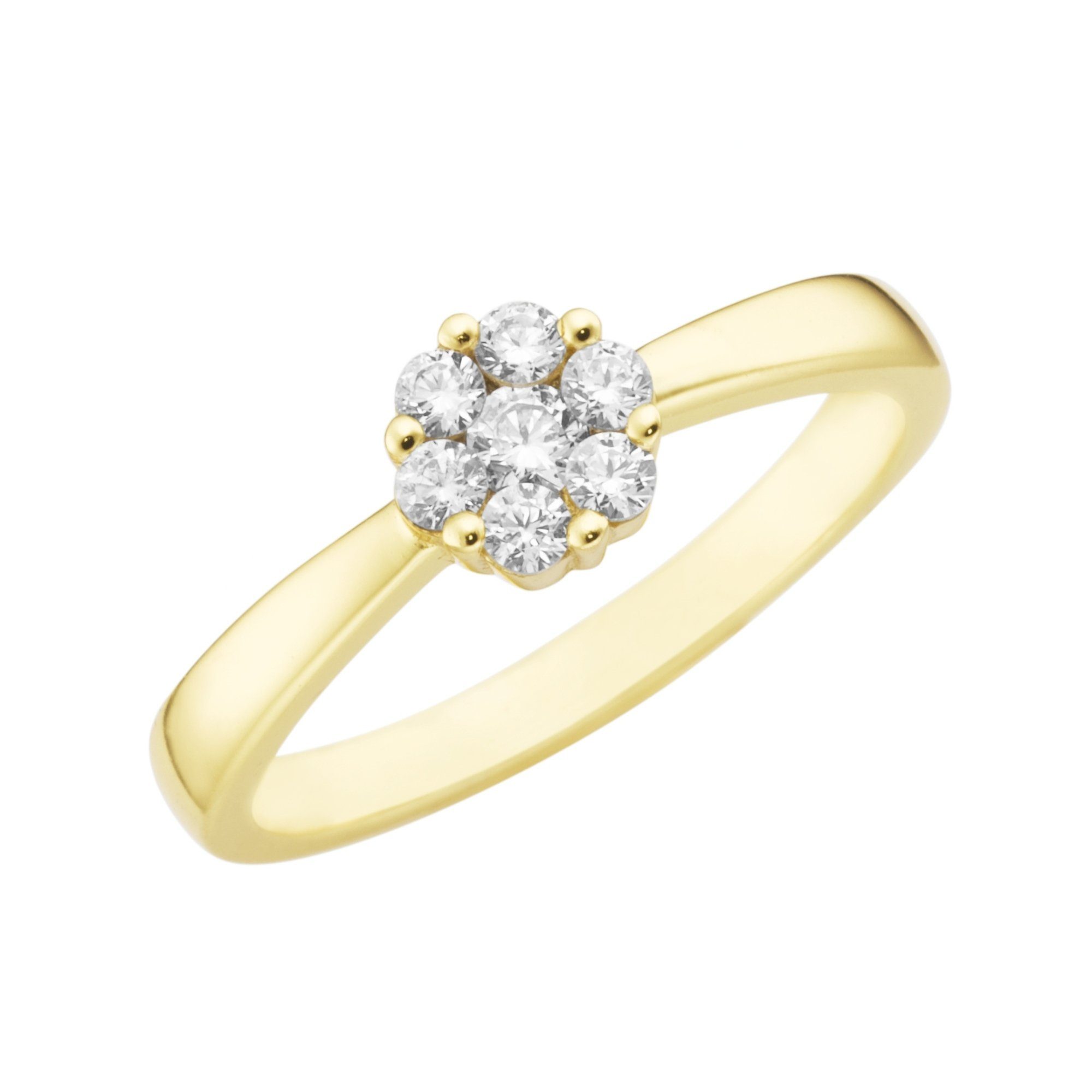 Fingerring Blüte, Zirkonia Steine, Silber 925