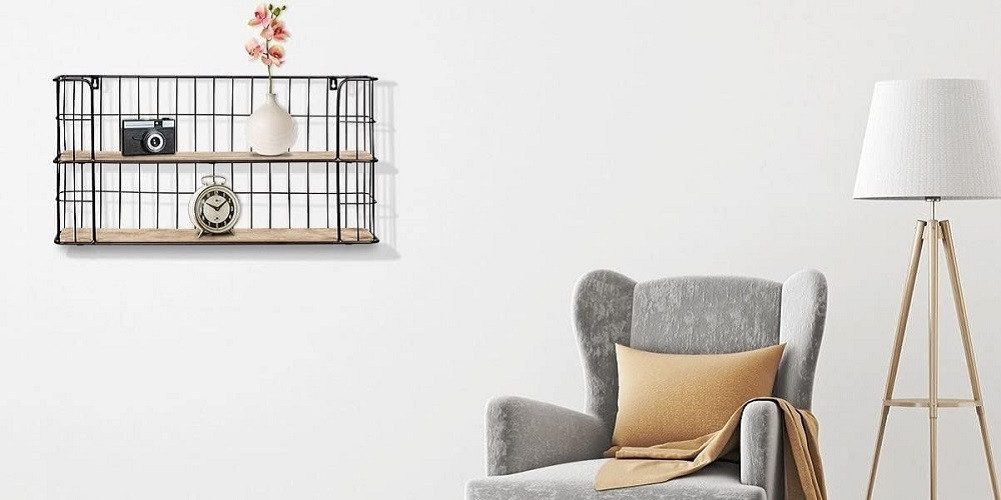 Mascot Regal LIFA LIVING Wandregal Malaga Holz Metall, Hängeregal, 66,5x14,3x33,6cm, 1-tlg.