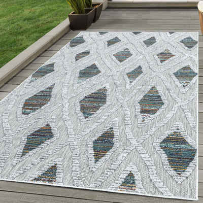 Outdoorteppich Boho-Design, SIMPEX24, Дорожка, Höhe: 10 mm, Outdoor Teppich Multifarbe 3D Boho Design für Küchen Balkon Terrasse