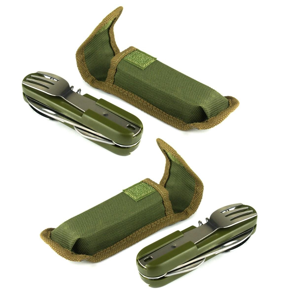 BAYLI Campinglöffel 2er Set Campingbesteck klappbar - 7 in 1 Reise Besteck - Klappbesteck