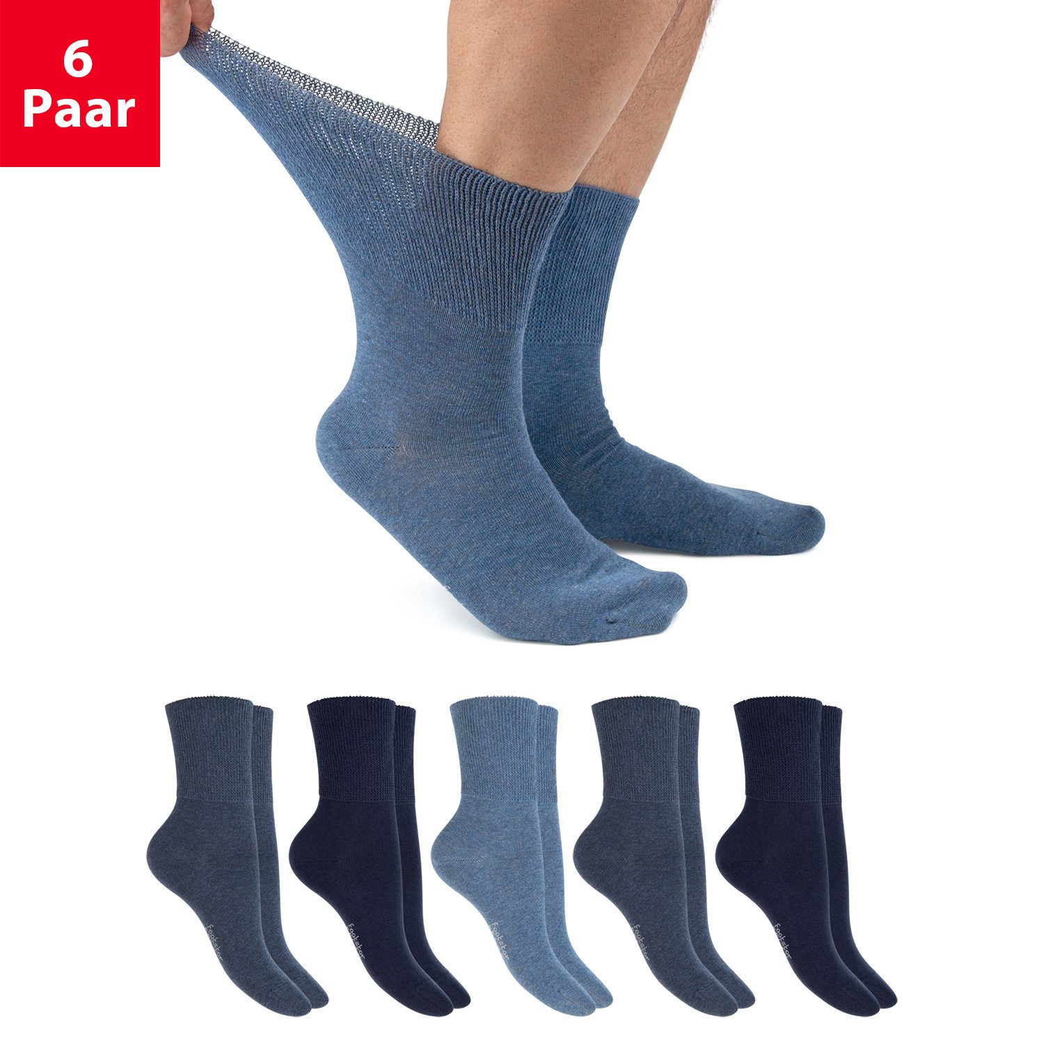 Footstar Gesundheitssocken Gesundheits Diabetiker Socken für Damen & Herren (6 Paar)