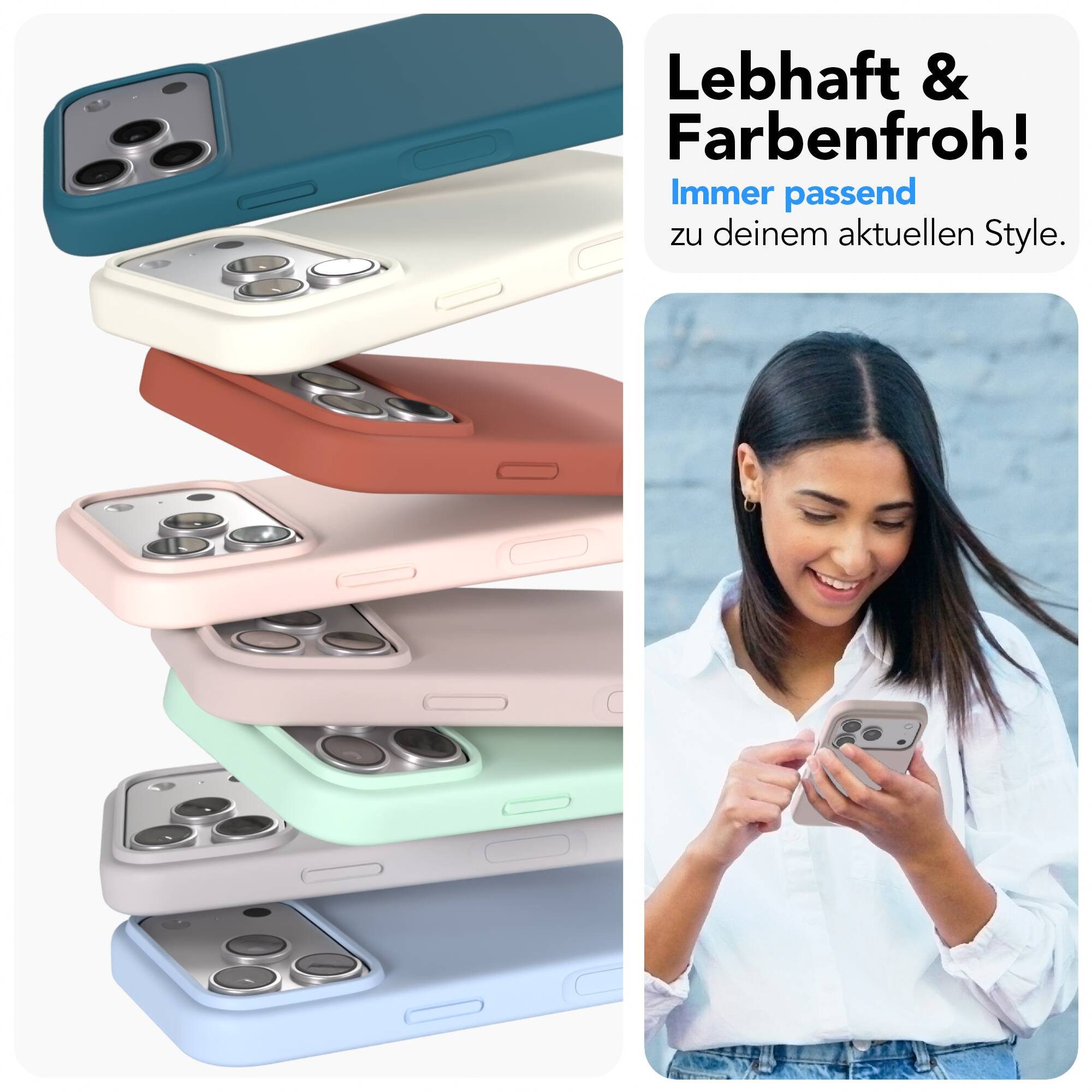 EAZY CASE Handyhülle für Apple iPhone 17 Pro Hülle Silikon 6,3 Zoll, Schutzhülle TPU MagSafe und Kameraschutz stoßfest Handyhülle Rose – Bild 2 von 5