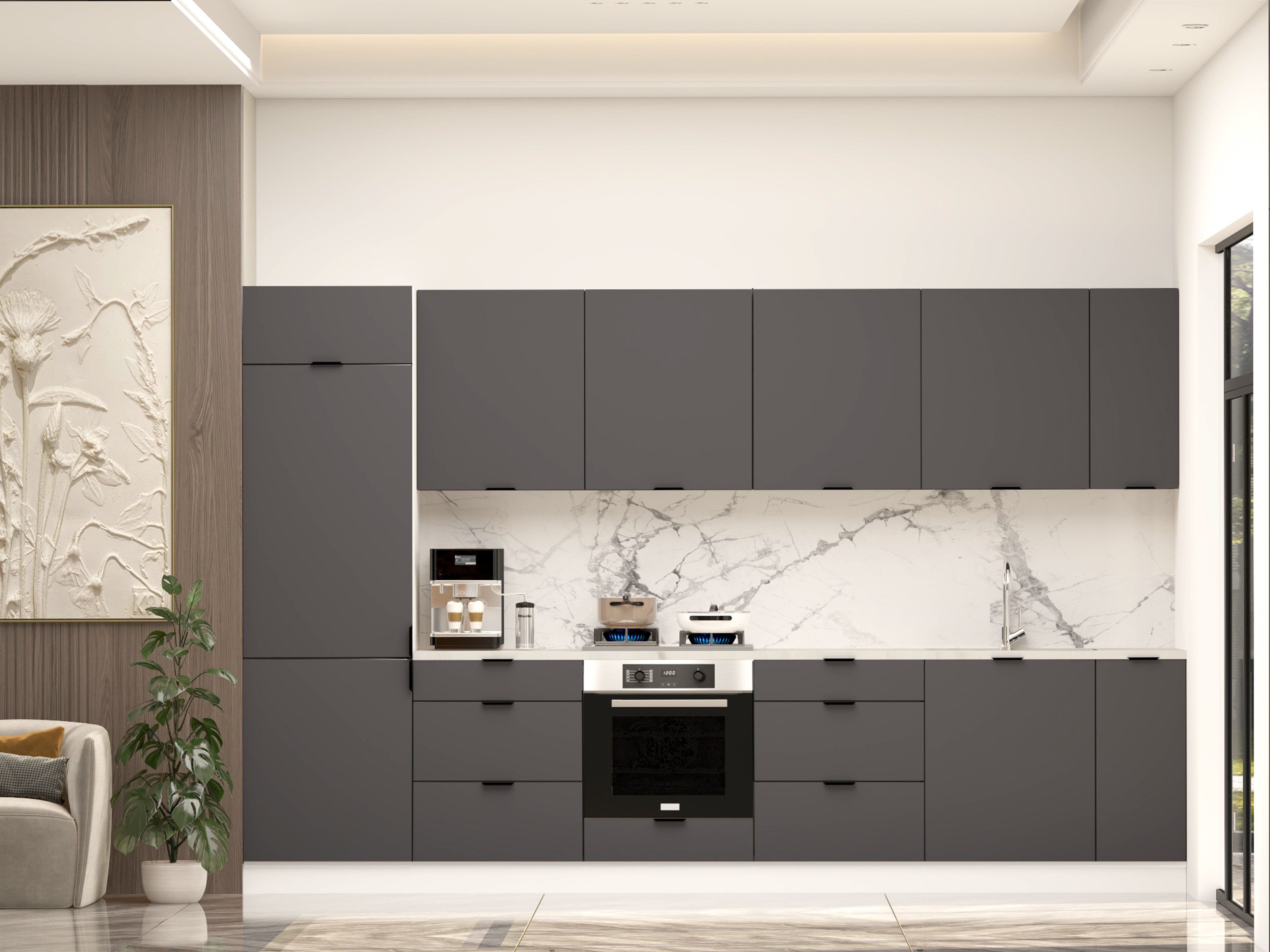 ROYAL24_MARKT – 330 cm – Lunara – Ohne Arbeitsplatte & Elektrogeräte, (Set), Top Materialien - Zeitloser Stil - Beste Verarbeitung