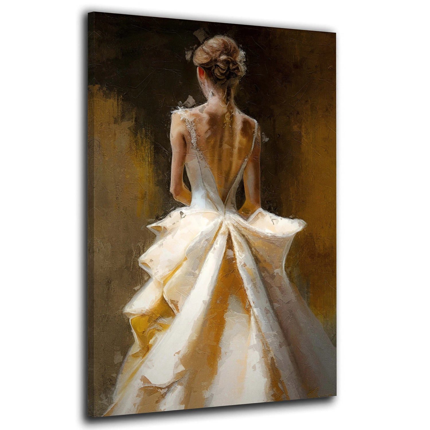 Artedinoi Leinwandbild Frau Rückenansicht Kleid Ölgemälde Wandbild Leinwandbild Kunstdruck XL, Frau in Rückenansicht, gemalt