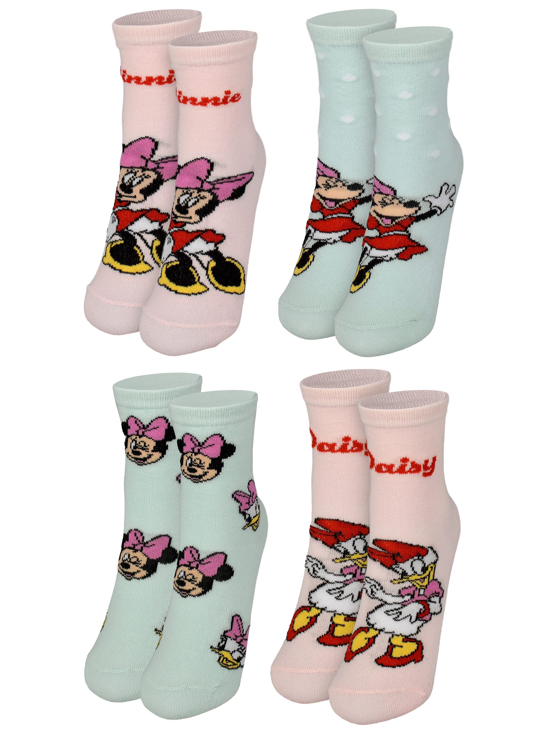 Socken Disney Minnie Mouse & Daisy Duck Socken Sneaker Söckchen 4er Pack