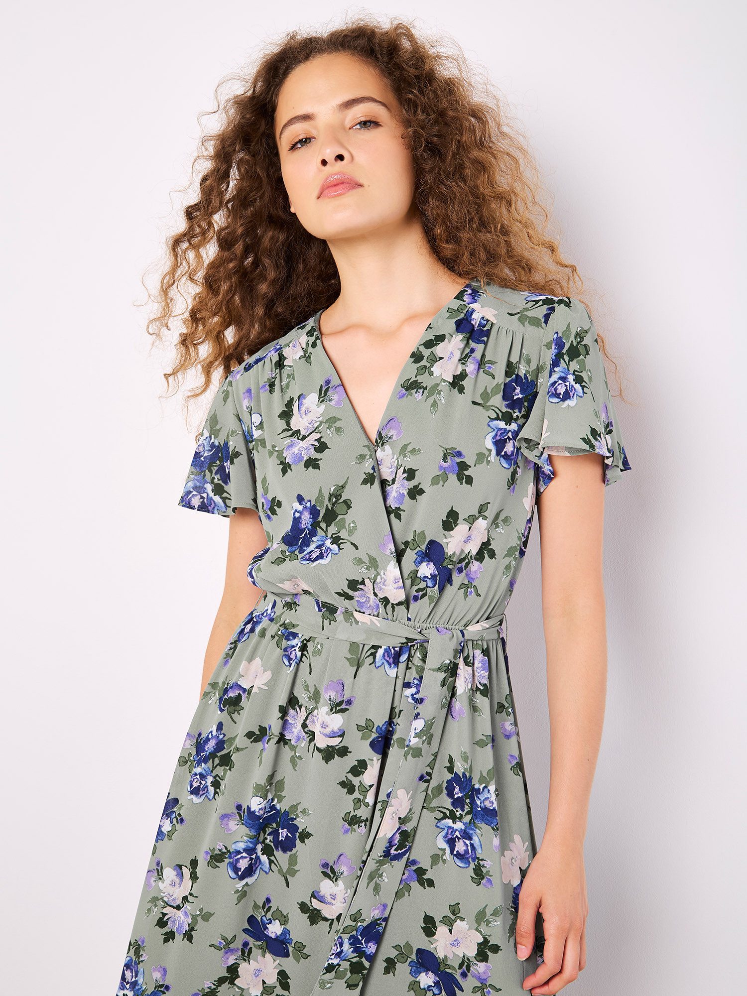 Apricot Druckkleid Midikleid in Wickeloptik, (2-tlg., günstig online kaufen