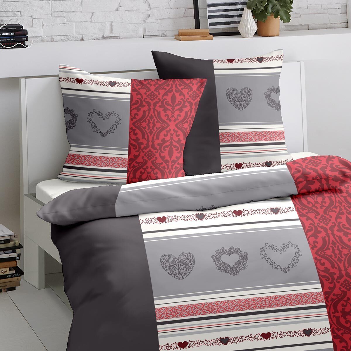 TRAUMSCHLAF Bettwäsche Herzen, Biber, 2 teilig, Biberbettwäsche weich und k günstig online kaufen