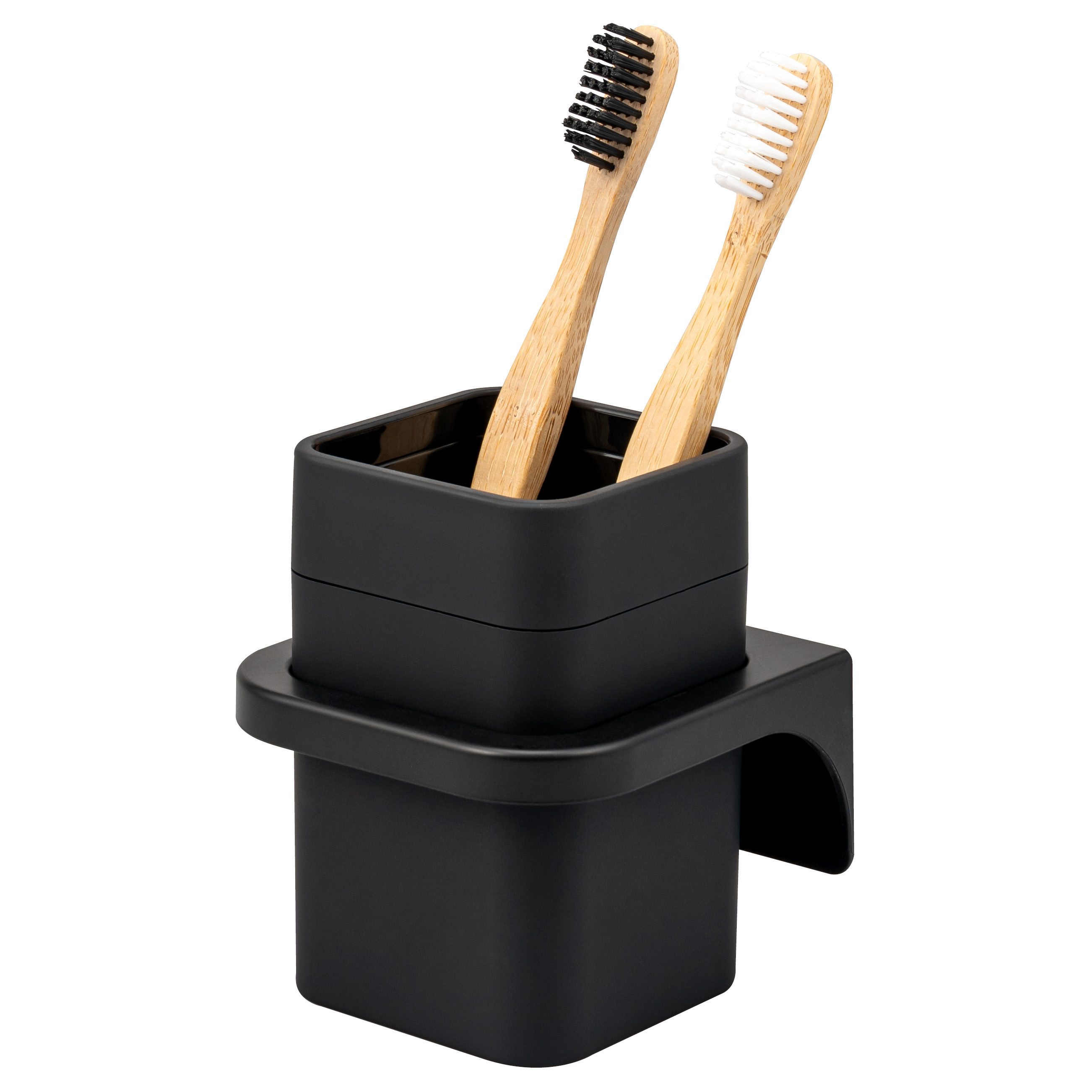 bremermann Zahnputzbecher eckig, SAVONA Soft-Touch inkl. Wandhalterung, schwarz, (1-St)