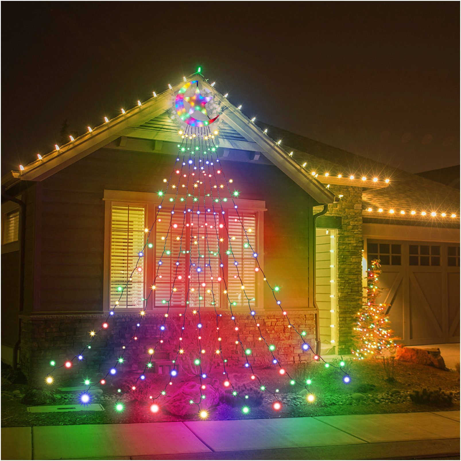 LED-Lichterkette 350 LEDs Wasserdicht Weihnachten Strom Lichterketten mit 8 Leuchtmodi