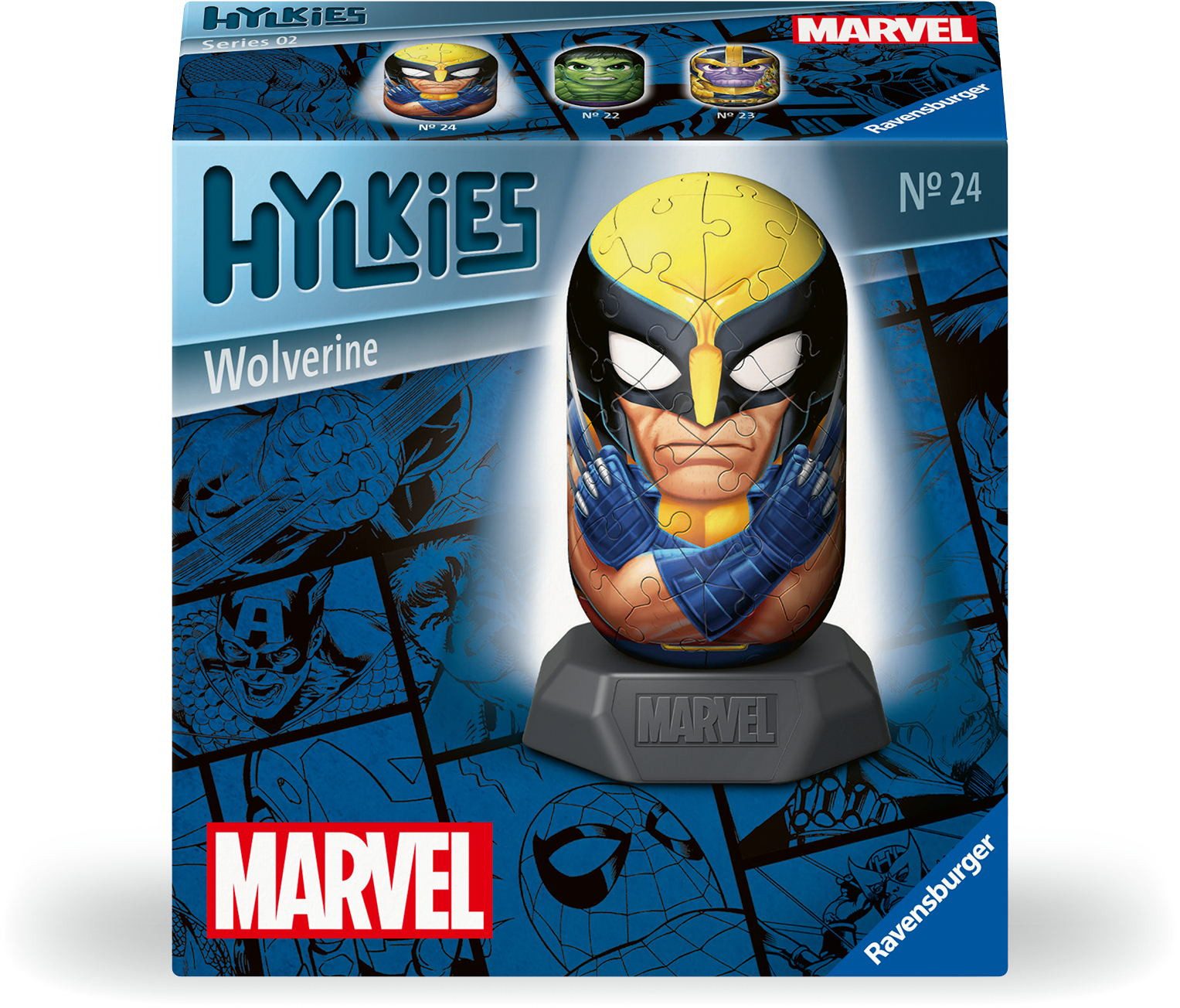 Ravensburger Puzzle 54 Tl. 3D Puzzle Hylkies Marvel Heroes Wolverine Sammelfigur 12008011, Puzzleteile