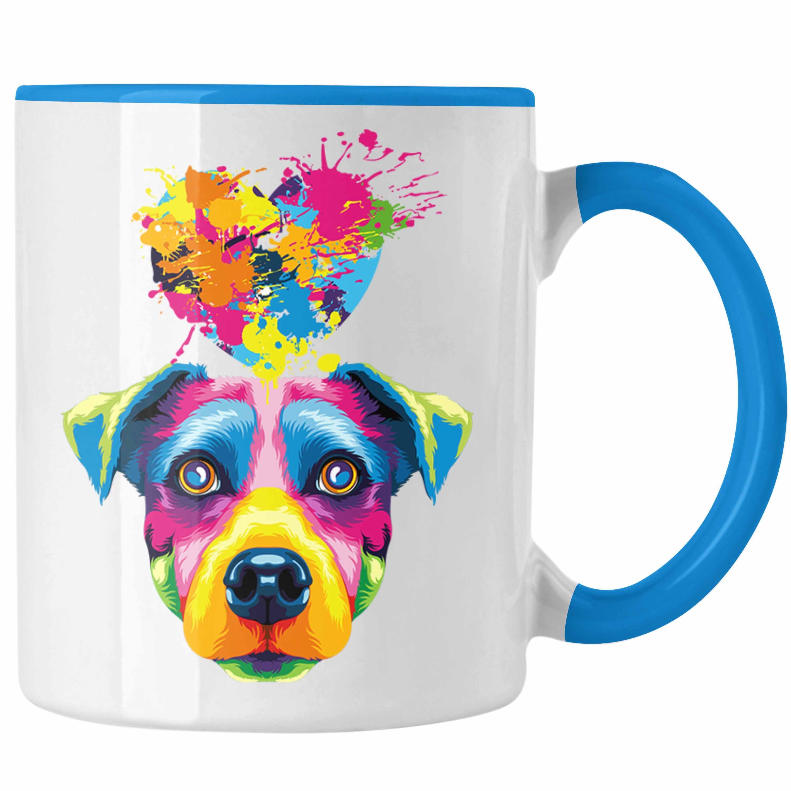 Trendation Tasse Jack Russell Herz Farbe Besitzer Tasse Geschenk Lustiger Spruch Gesche Blau