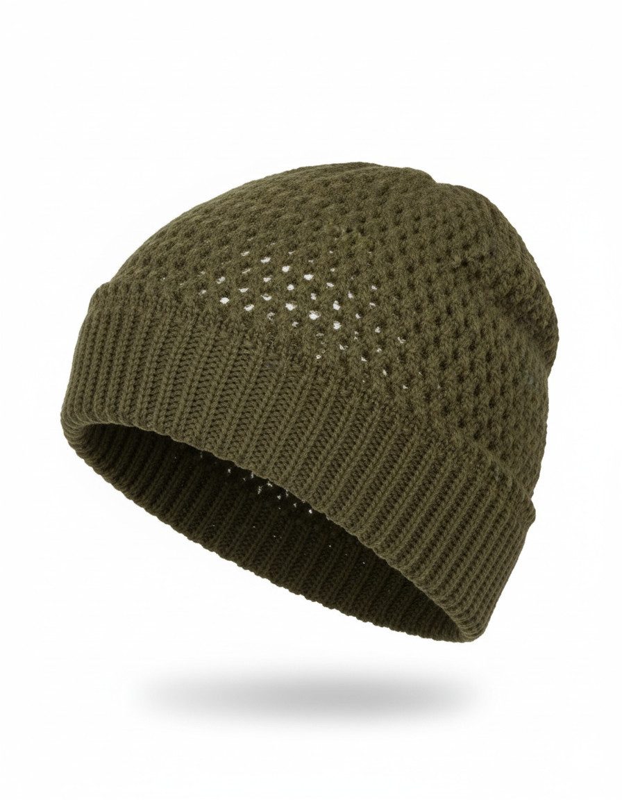Strickmütze Strick Beanie Mütze mit Loch Muster