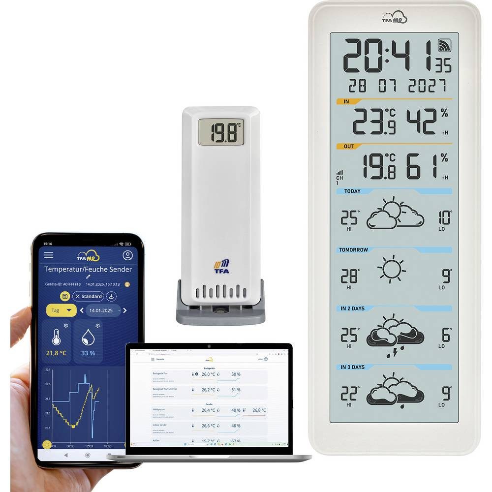 TFA Dostmann TFA.me ID-06 WLAN-Wetterstation Vorhersage für 4 Tage Anzahl Sensoren Wetterstation