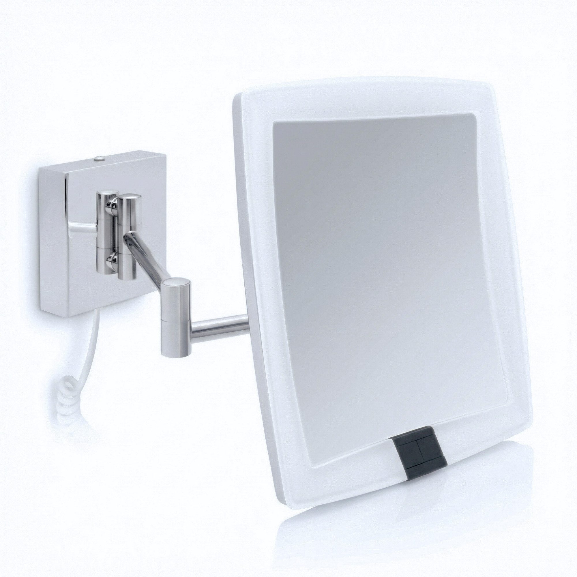 Libaro Kosmetikspiegel mit Sensor LED 5-fach Vergößerung VERONA Schminkspiegel quadratisch, Vergrößerungsspiegel 5x Bewegungssensor Wandmontage weißes Kabel Licht