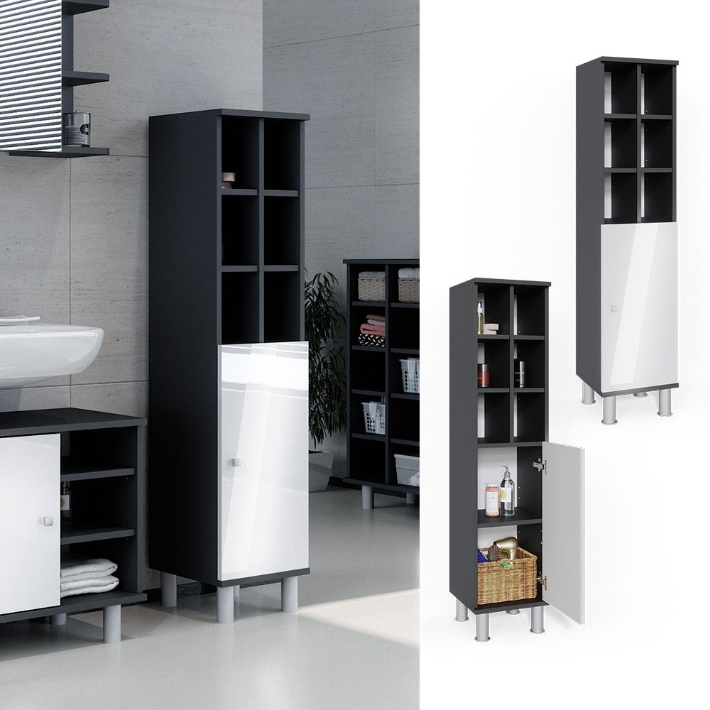Vicco Midischrank Fynn, Weiß Hochglanz/Anthrazit, 30 günstig online kaufen