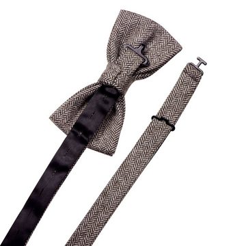 DonDon Fliege 12 x 6 cm kariert aus Baumwolle Retro Style (Packung, 1-St) bereits gebunden, verstellbar, kariert, Tweed-Look