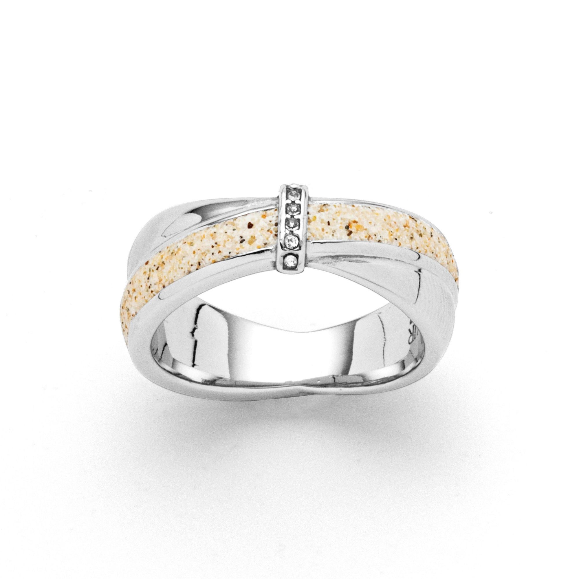 DUR Fingerring DUR Schmuck: Ring "Twinkle" mit Strandsand/Crystal, Edelstahl, STR1013