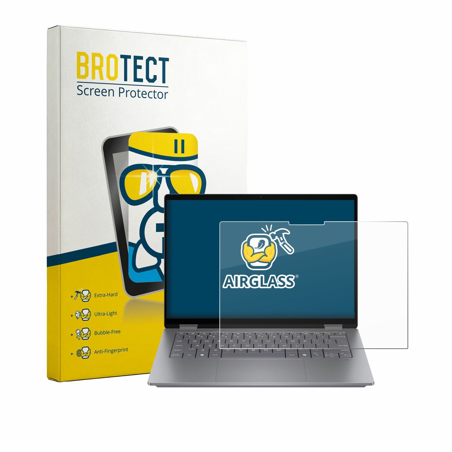 BROTECT Displayschutzglas Folie für HP OmniBook X Flip 14, Schutzfolie Glas Panzer Display Schutz klar
