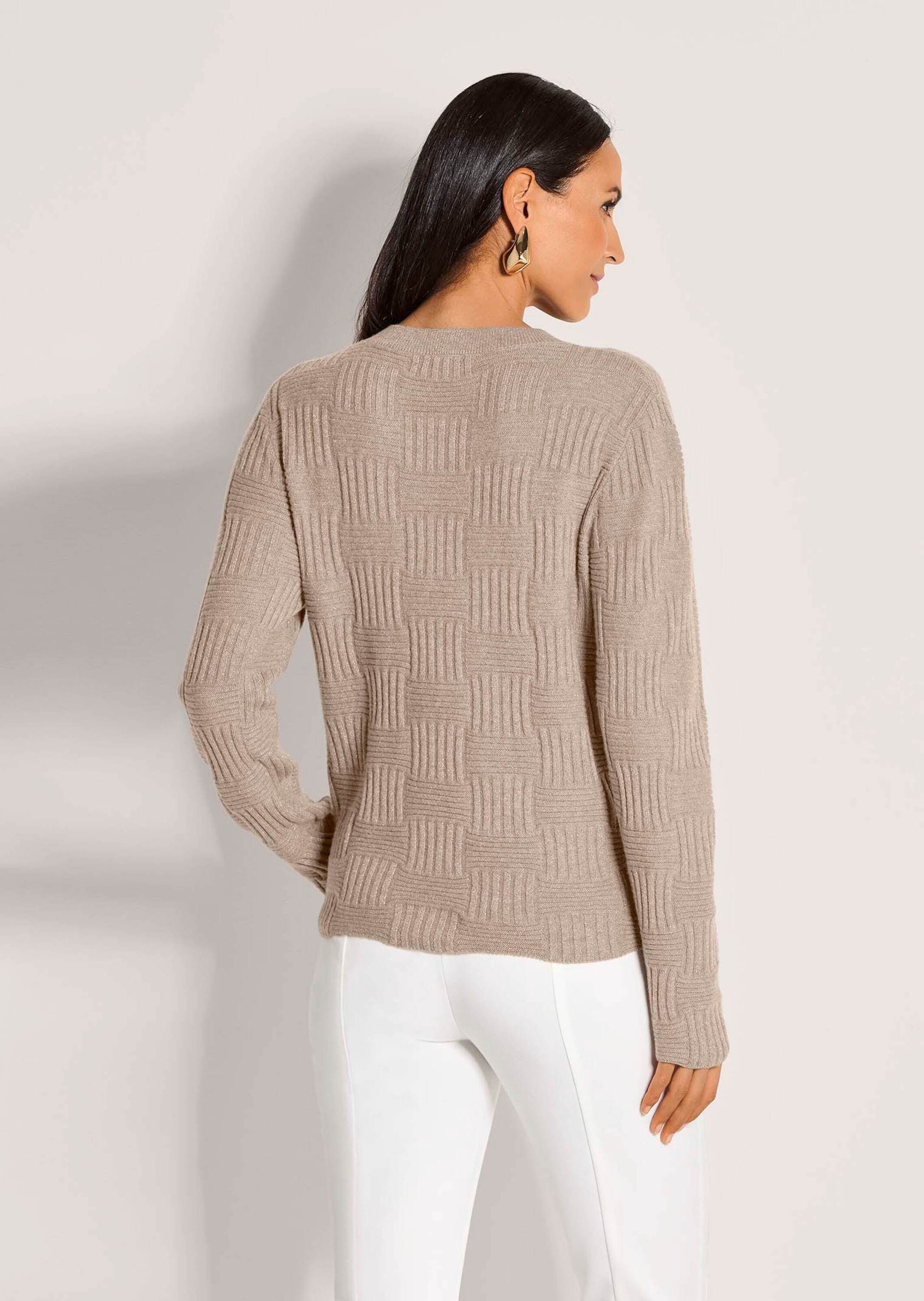 MADELEINE Strickpullover Glamouröser Stricksweater mit Rundhals Wollpullover mit Strukturmix, Effektgarn und langen Ärmeln