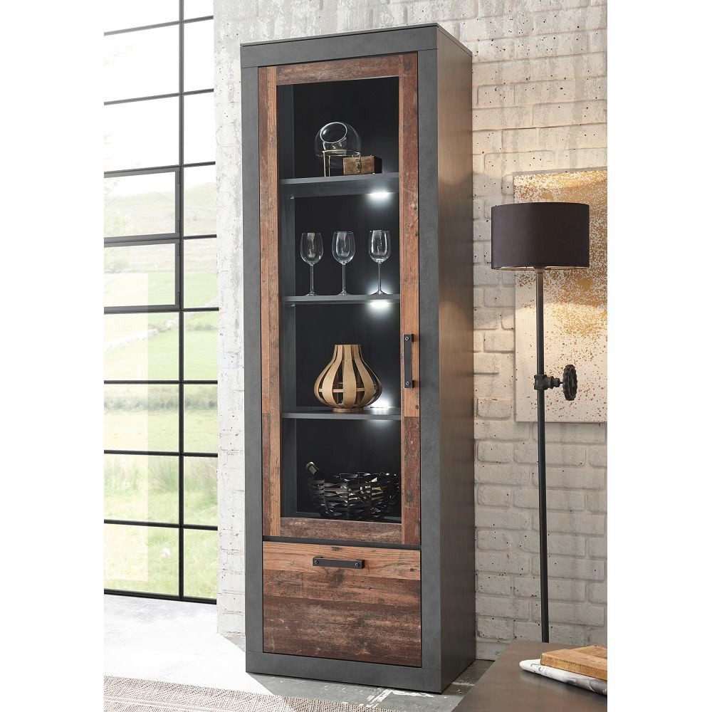 Lomadox Vitrine BERLIN-61 Old Mix Dekor günstig online kaufen